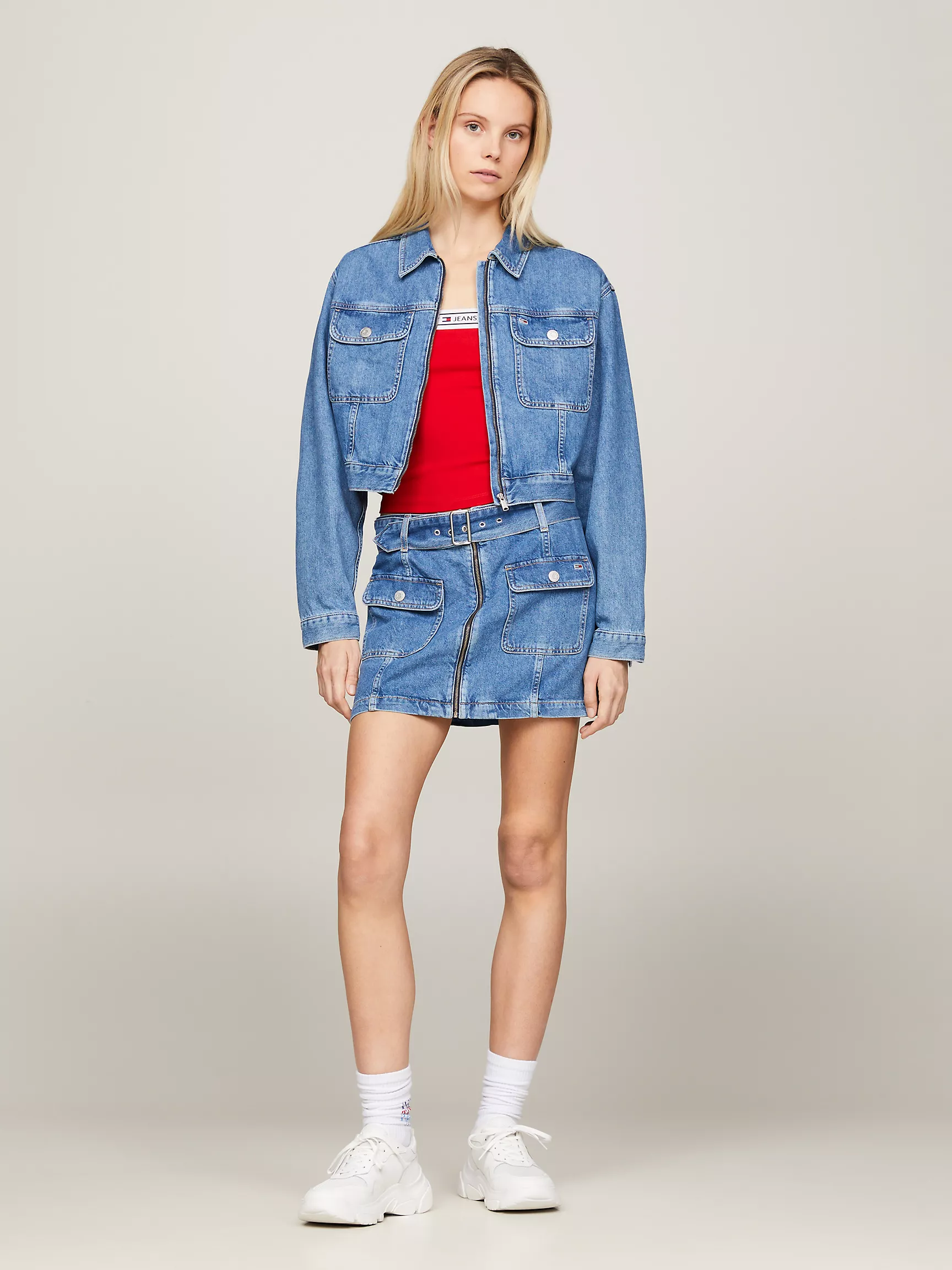 Женская куртка Tommy Hilfiger, Укороченная джинсовая куртка на молнии