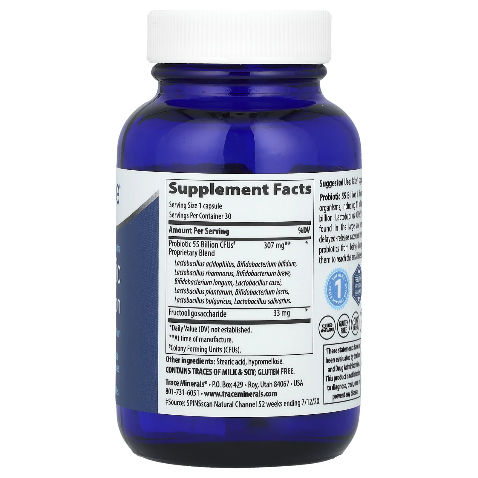 Trace Minerals ®, пробиотик, 55 млрд КОЕ, 30 капсул