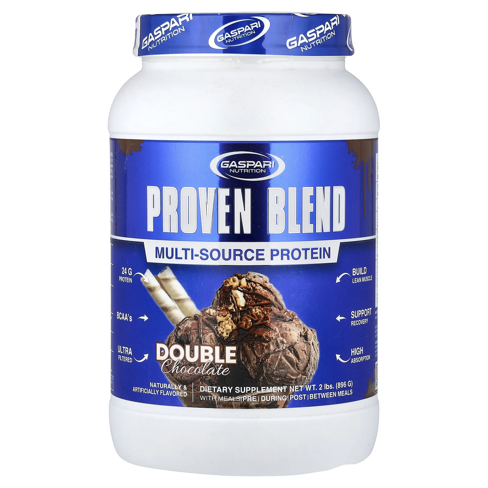 Gaspari Nutrition, Proven Blend, смесь протеинов из разных источников, со вкусом двойного шоколада, 896 г (2 фунта)
