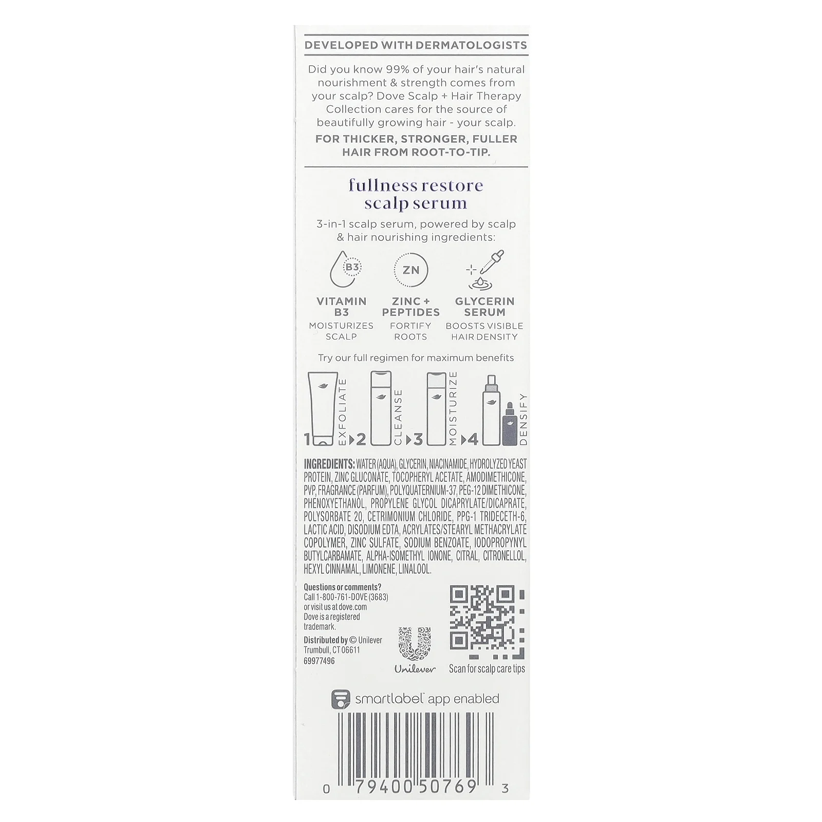 Dove, Scalp + Hair Therapy, сыворотка для восстановления полноты кожи головы, 59 мл (2 жидк. Унции)