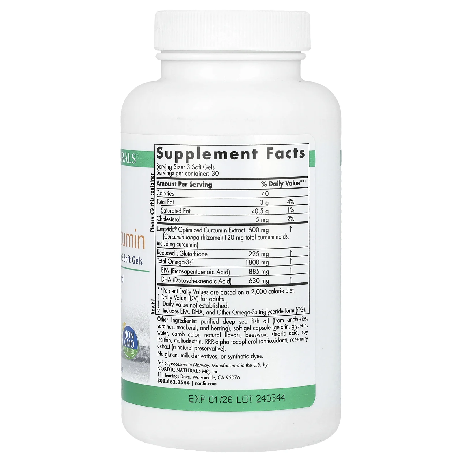 Nordic Naturals, ProOmega CRP, 1,250 мг, 90 мягких таблеток