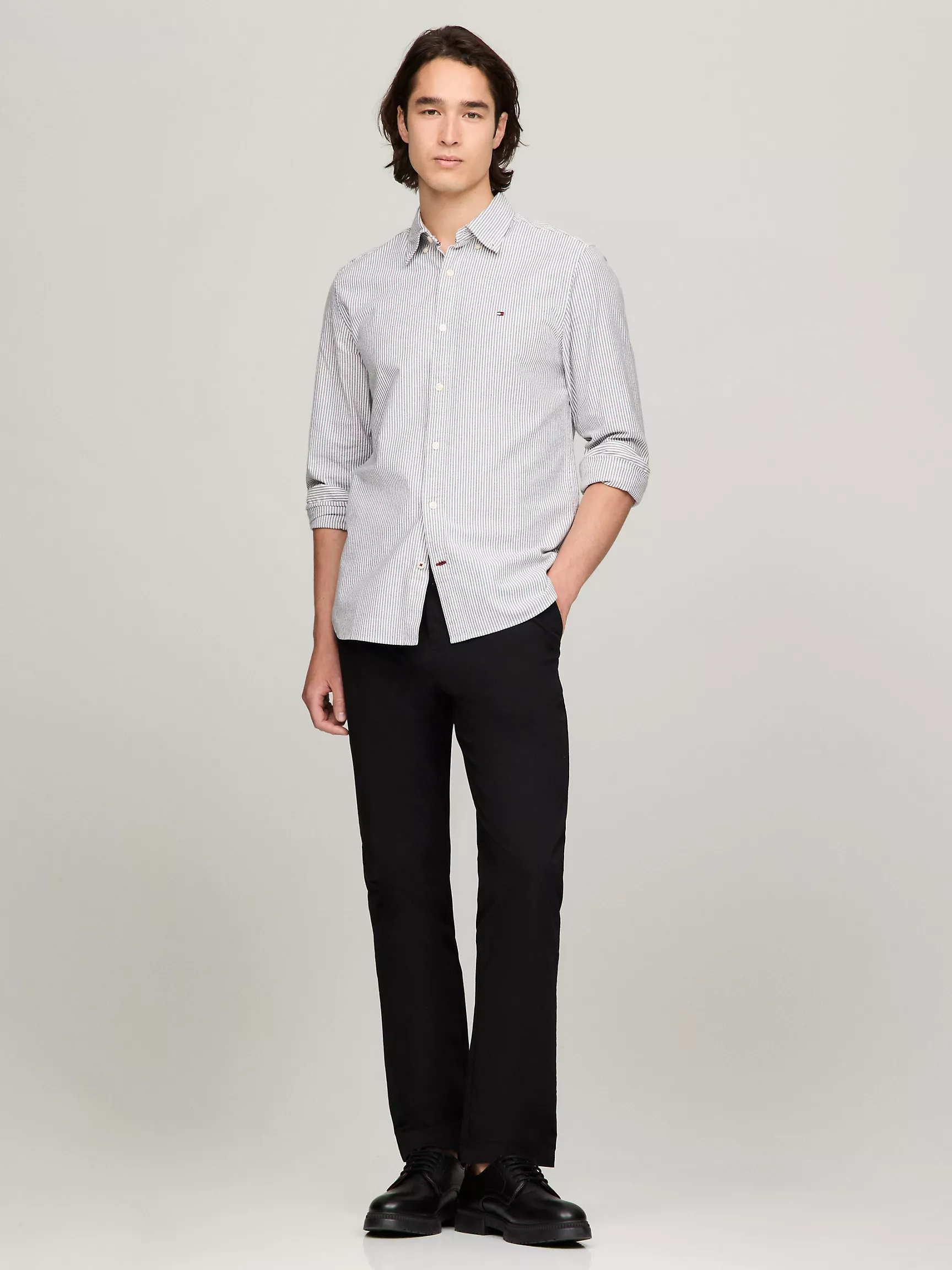 Мужская рубашка Tommy Hilfiger, Полосатая эластичная рубашка из оксфорда стандартного кроя