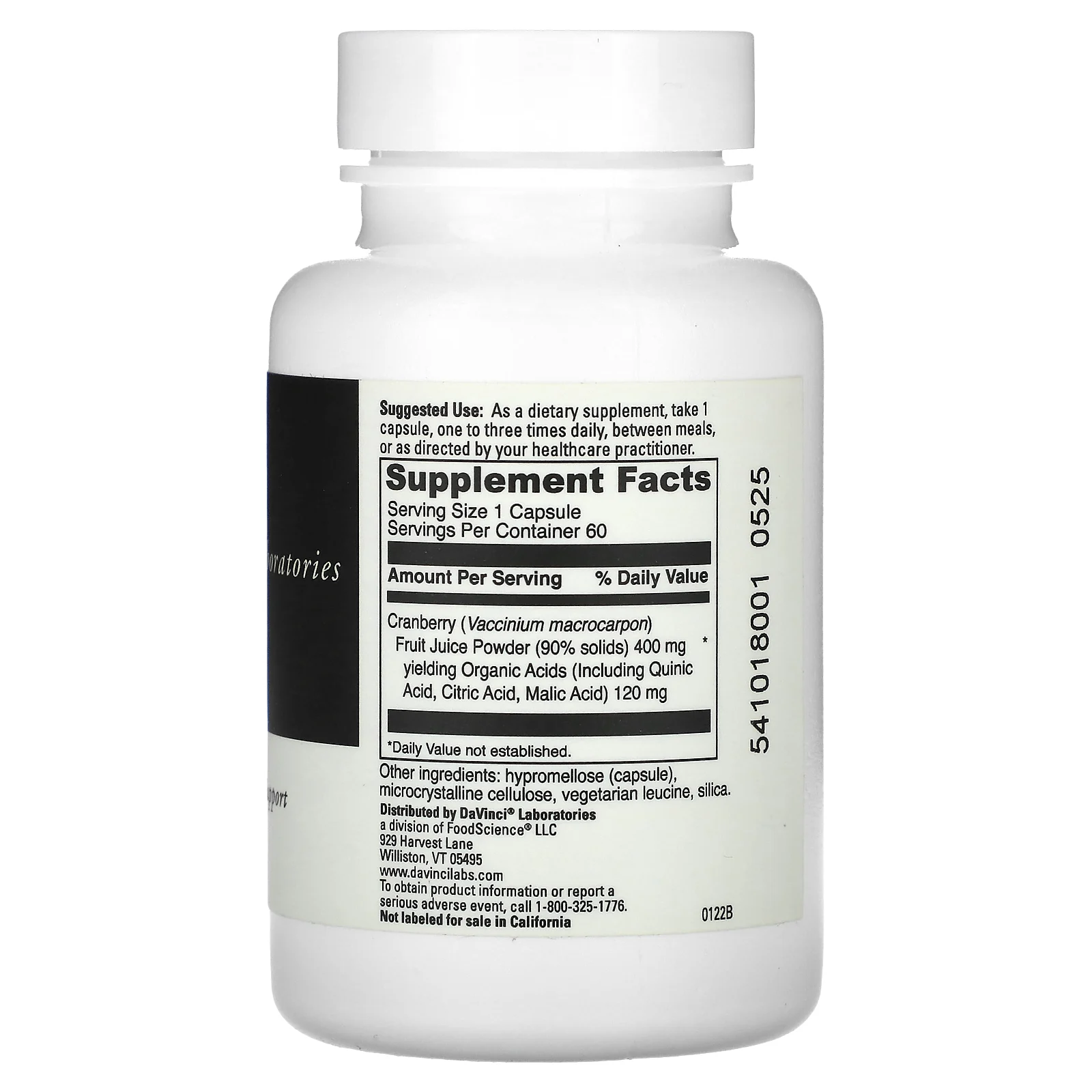 DaVinci Laboratories of Vermont, Клюква, 400 мг, 60 капсул