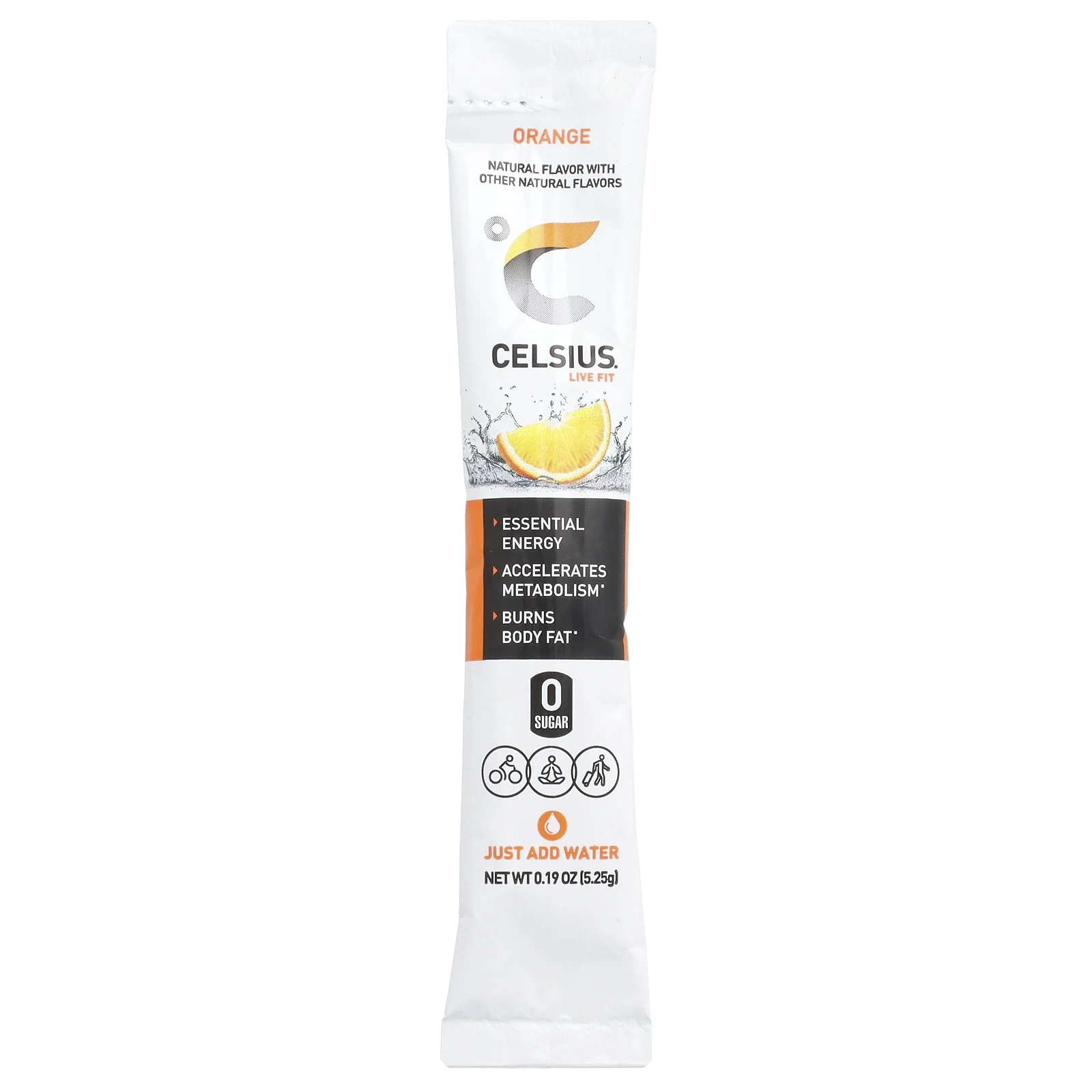 Celsius, Live Fit, апельсин, 14 пакетиков по 5,25 г (0,19 унции)