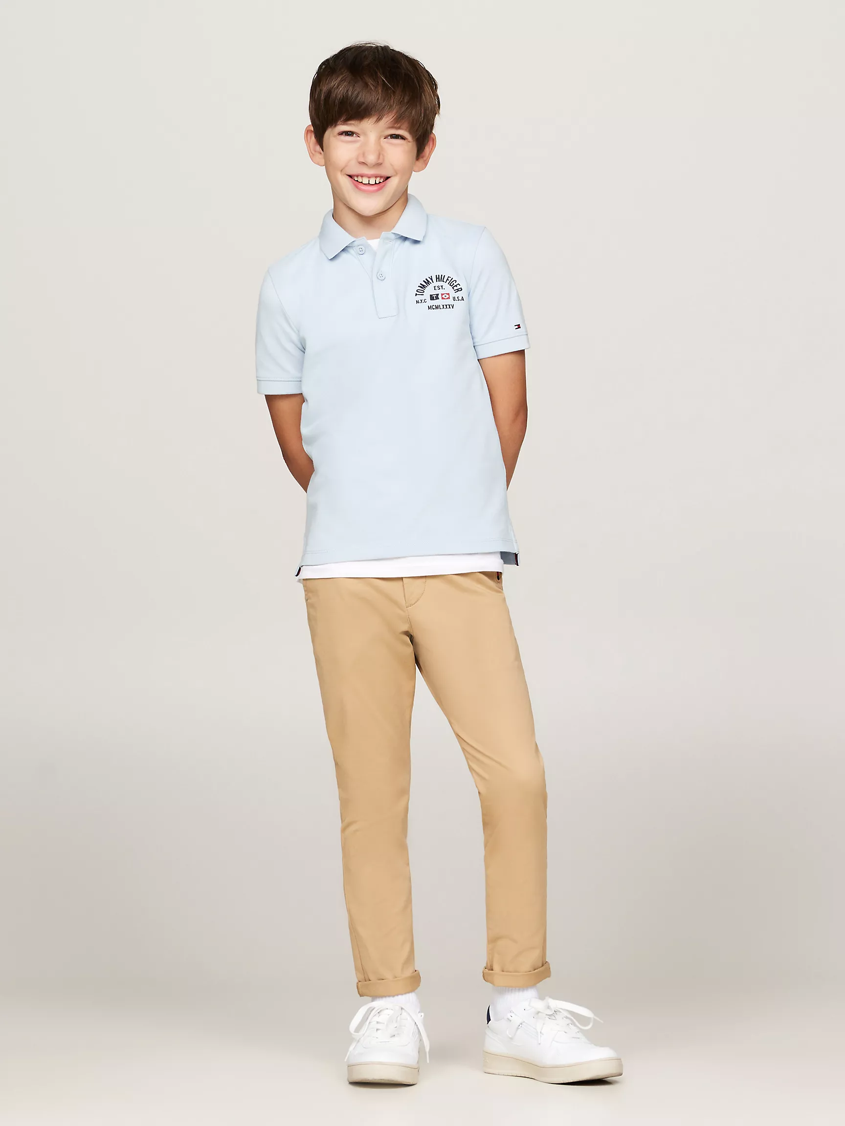 Рубашка-поло для мальчиков Tommy Hilfiger, Детское поло с вышитым логотипом флага в форме арки