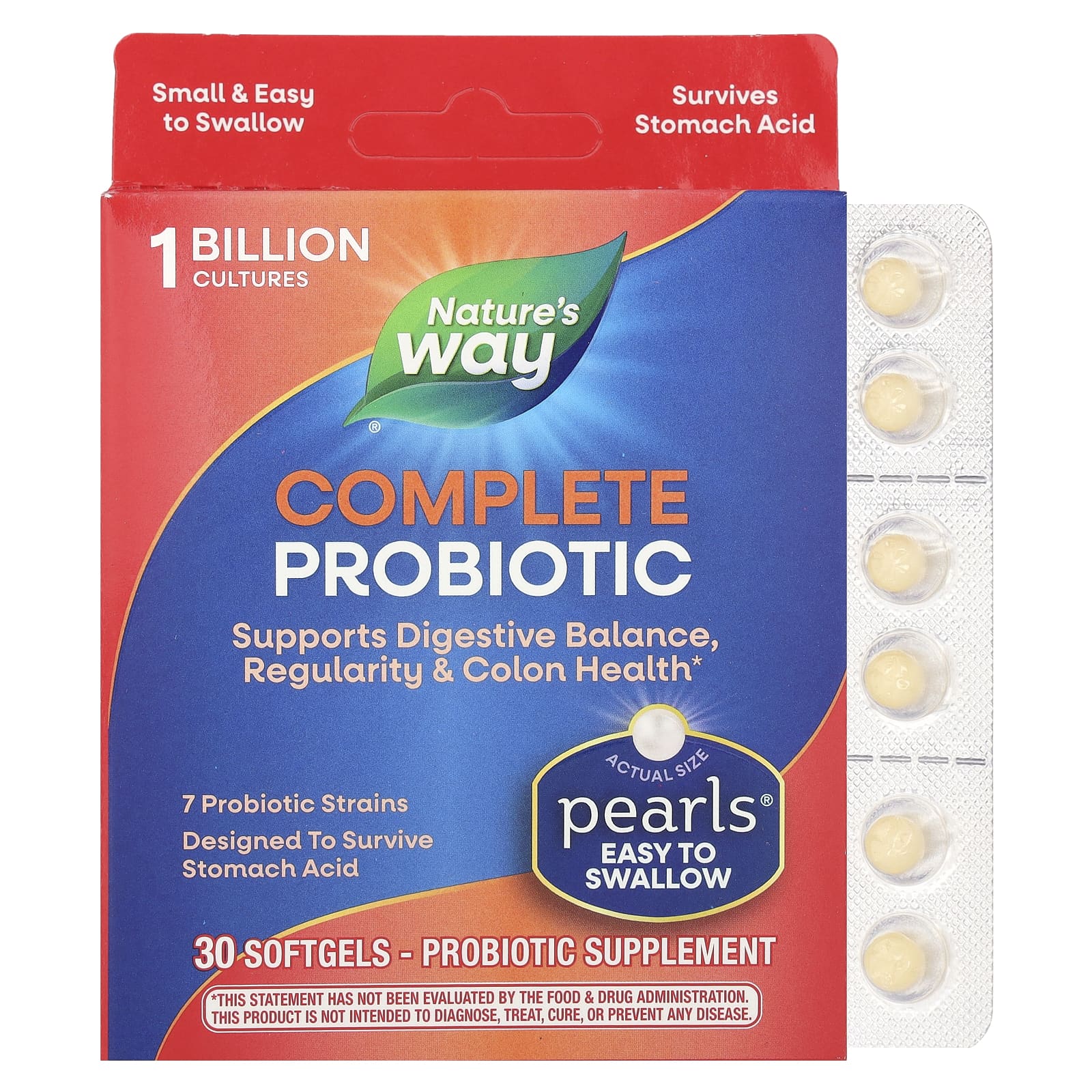 Nature's Way, Probiotic Pearls Complete, пробиотик для здорового пищеварения, 30 капсул