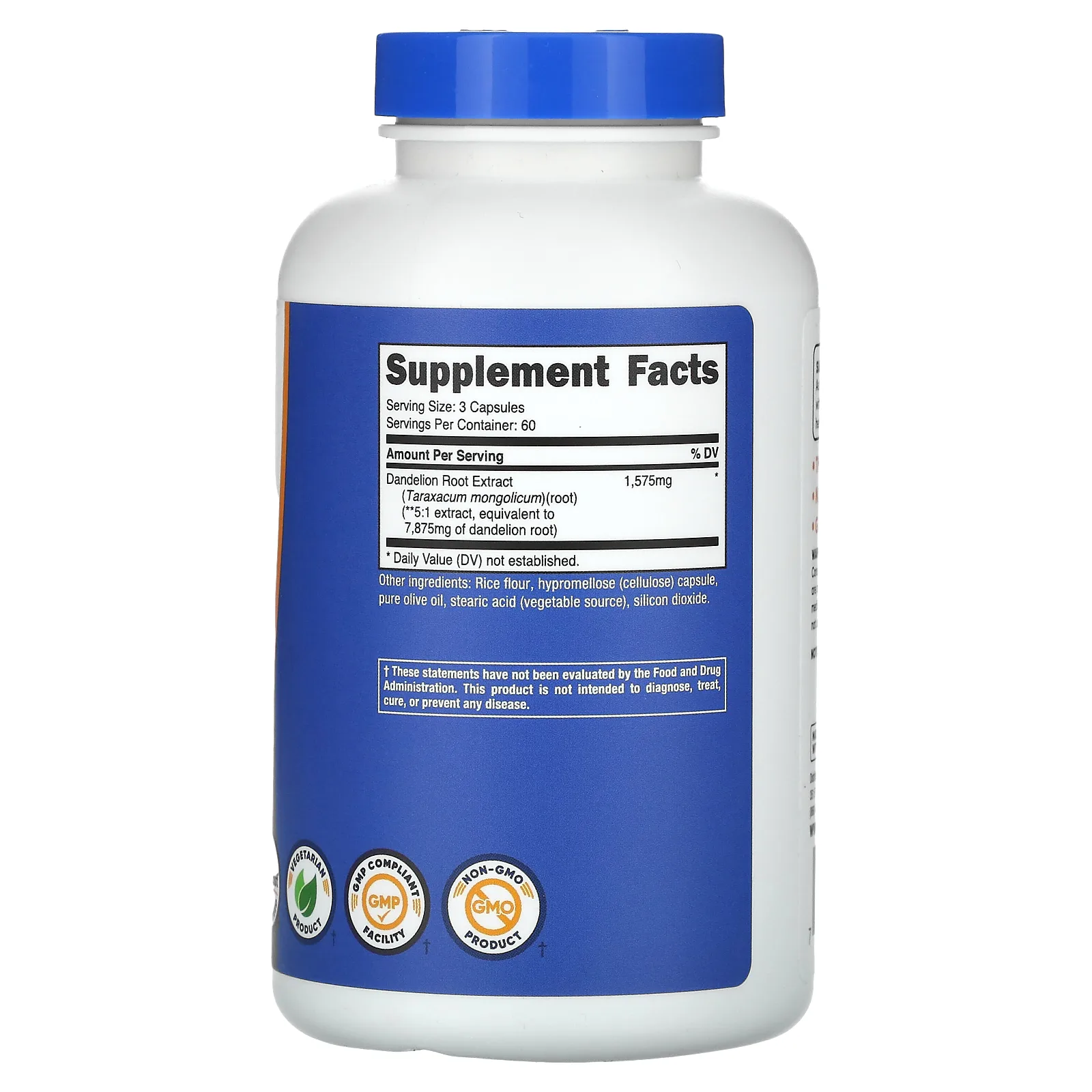 Nutricost, корень одуванчика, 1575 мг, 180 капсул (525 мг в 1 капсуле)