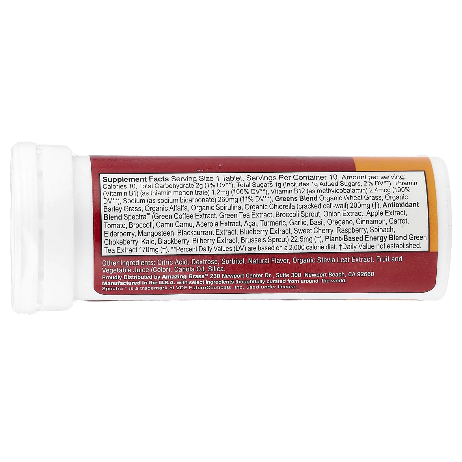 Amazing Grass, Fizzy Green Tablets, Energy, тропические фрукты, 10 таблеток
