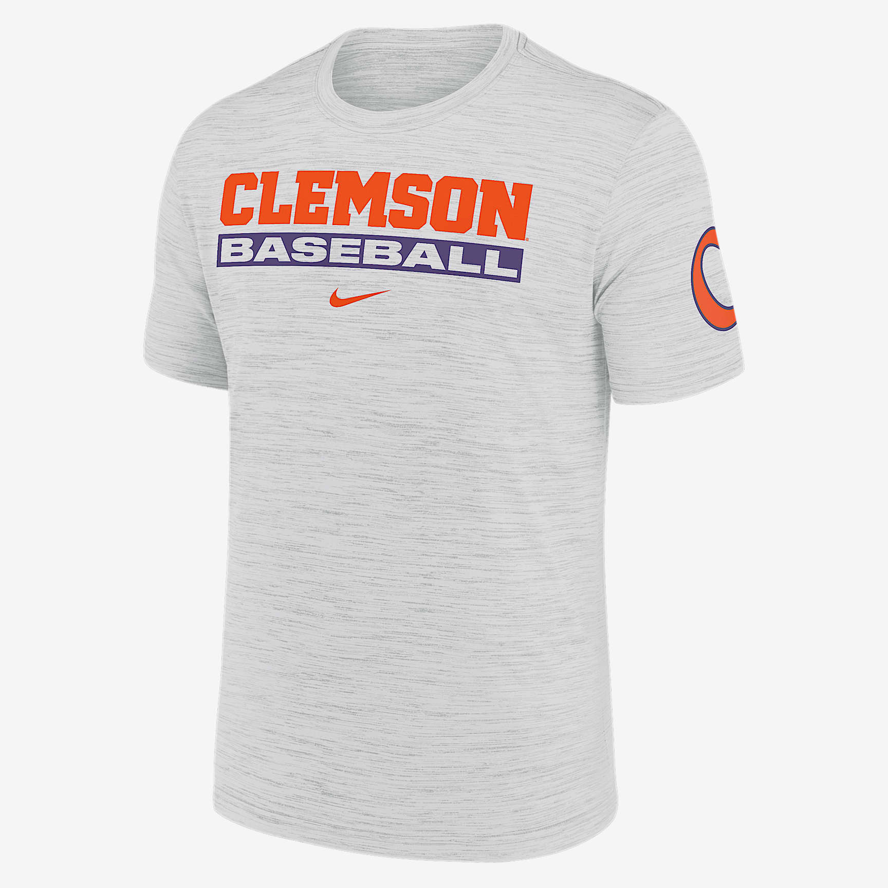 Clemson Tigers Velocity Baseball Wordmark Stack Men's Nike Dri-FIT College T-Shirt