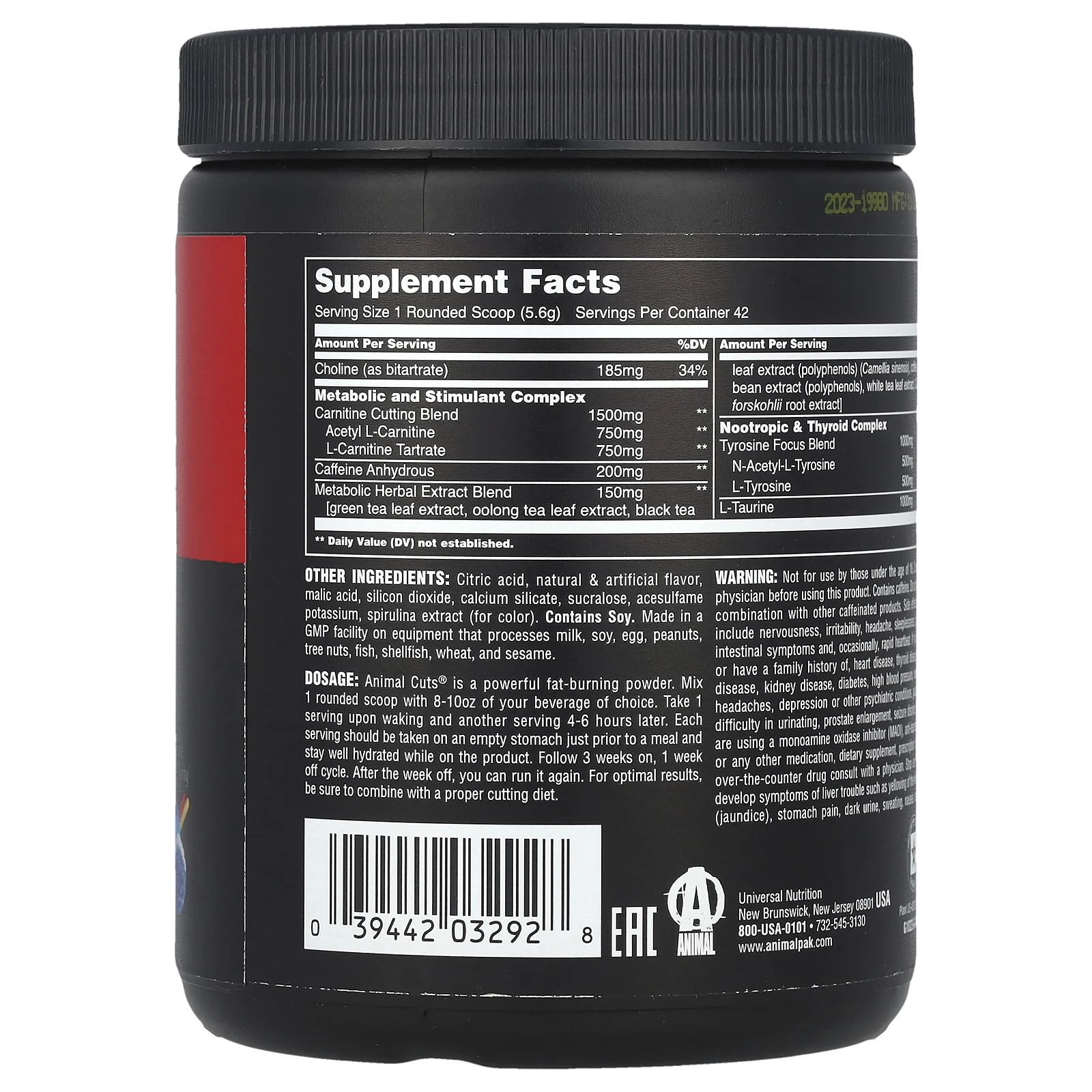 Animal, Cuts, жиросжигатель в порошке, со вкусом голубого фруктового льда, 248 г (8,7 унции)