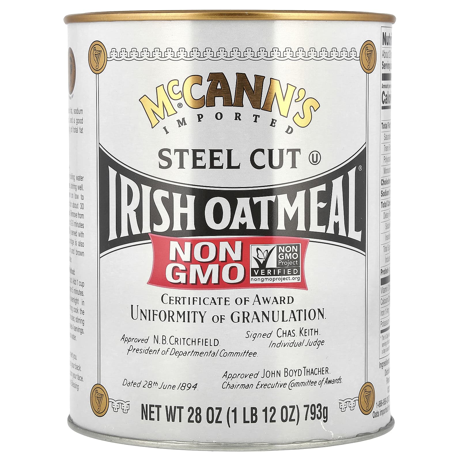 McCann's Irish Oatmeal, Steel Cut Irish Oatmeal®, 793 г (28 унций)