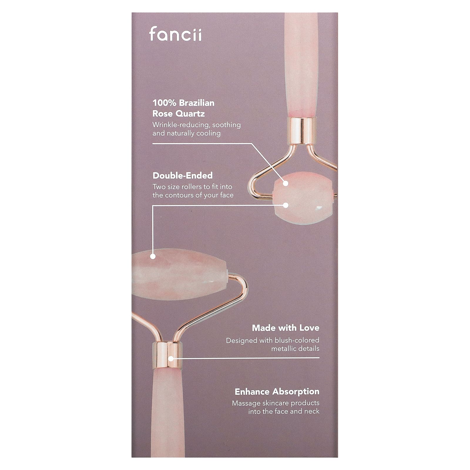 Fancii, Aeva, ролик для лица с розовым кварцем, 1 ролик