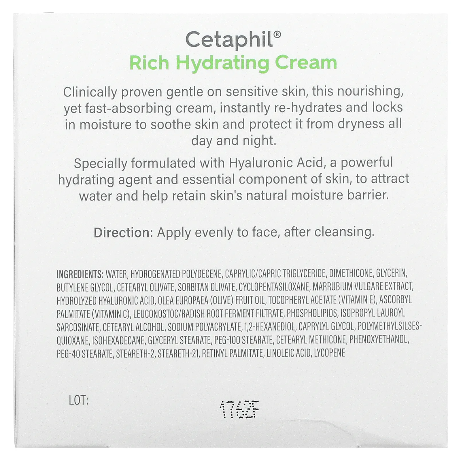 Cetaphil, интенсивно увлажняющий ночной крем с гиалуроновой кислотой, 48 г (1,7 унции)