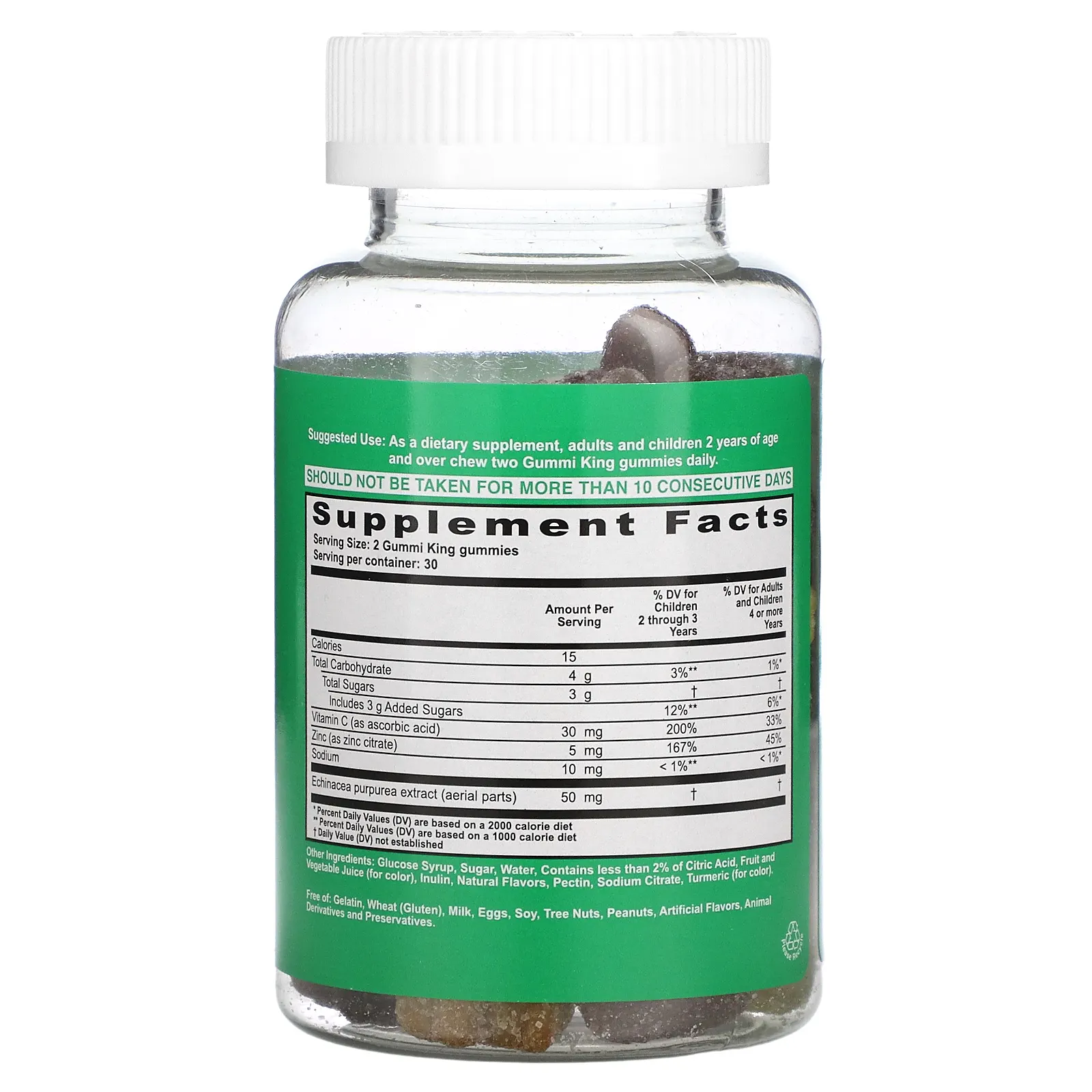 GummiKing, эхинацея, витамин C и цинк для детей, вкус клубники, апельсина, лимона, винограда, вишни и грейпфрута, 60 жевательных таблеток