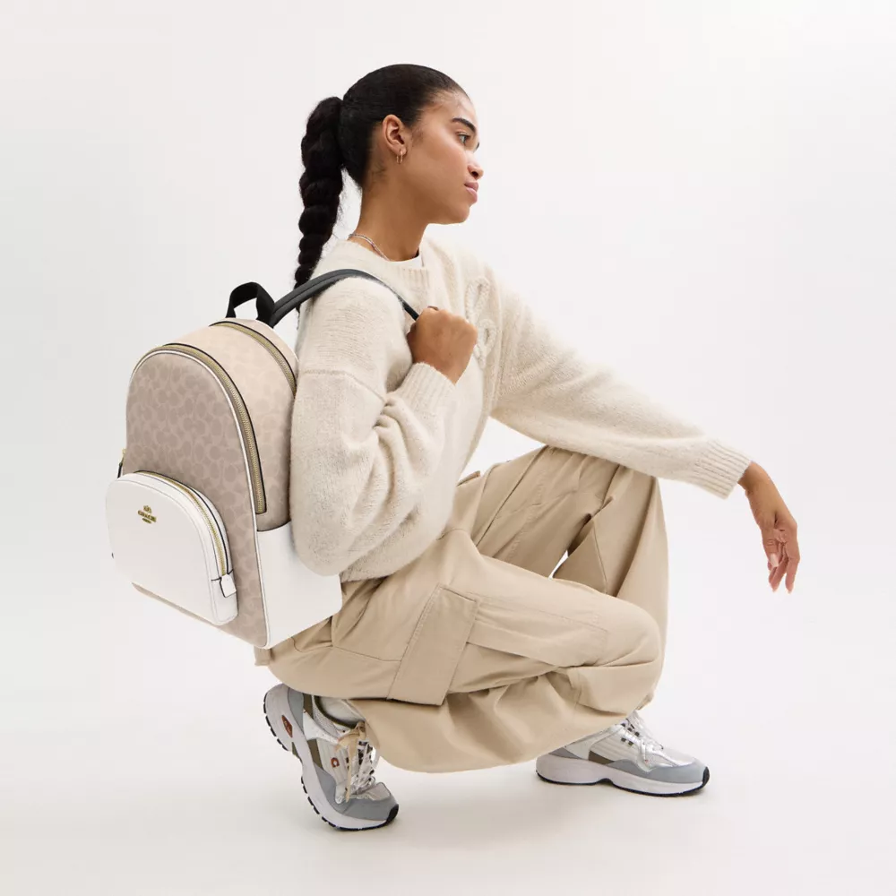 Рюкзак COACH Large Court Backpack In Signature Canvas