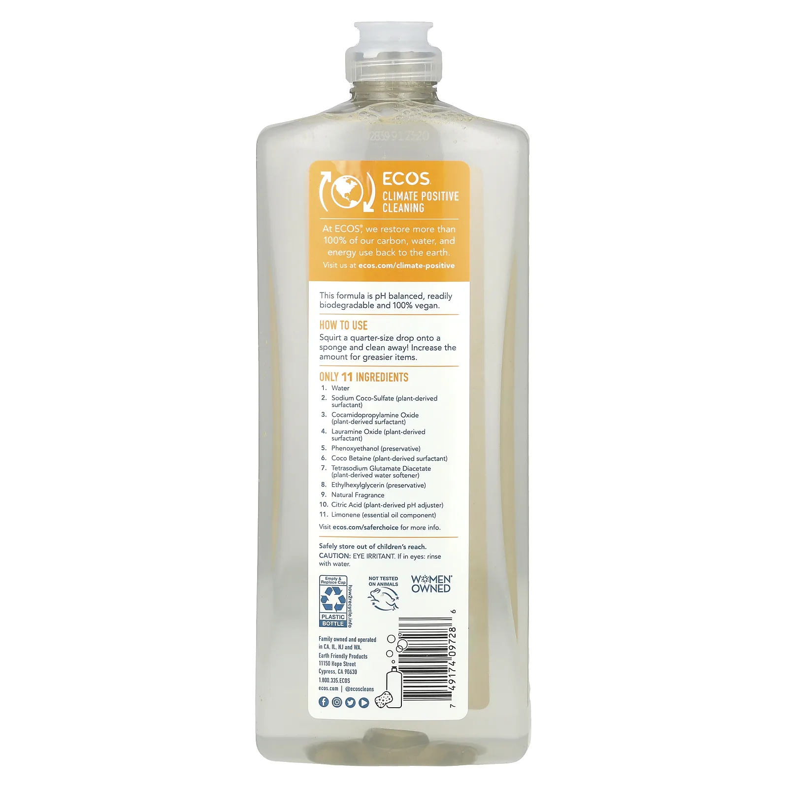 Earth Friendly Products, Dishmate, гипоаллергенное средство для мытья посуды, абрикос, 739 мл (25 жидк. унций)