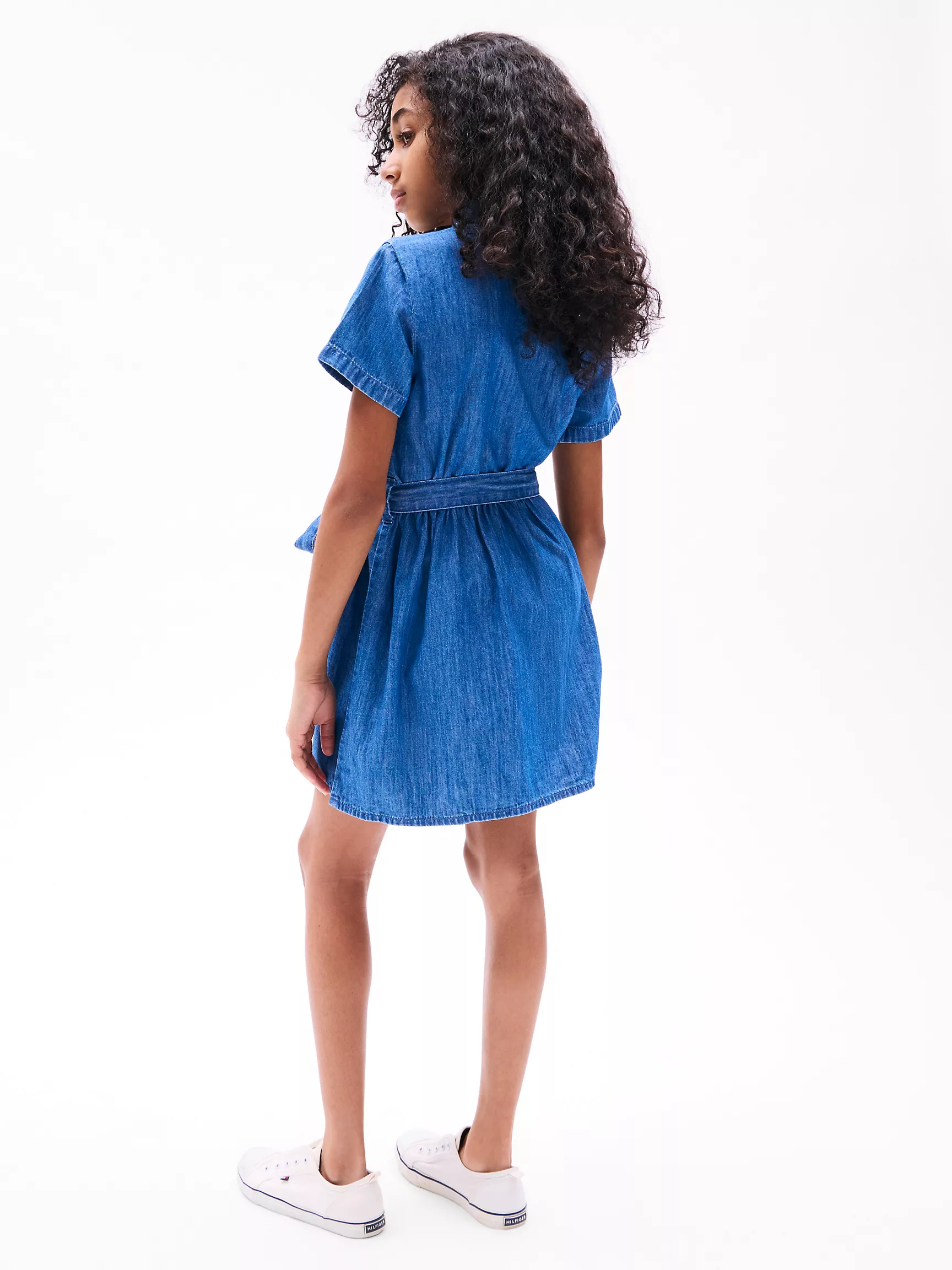 Платье для девочек Tommy Hilfiger, Детское платье из шамбре с поясом