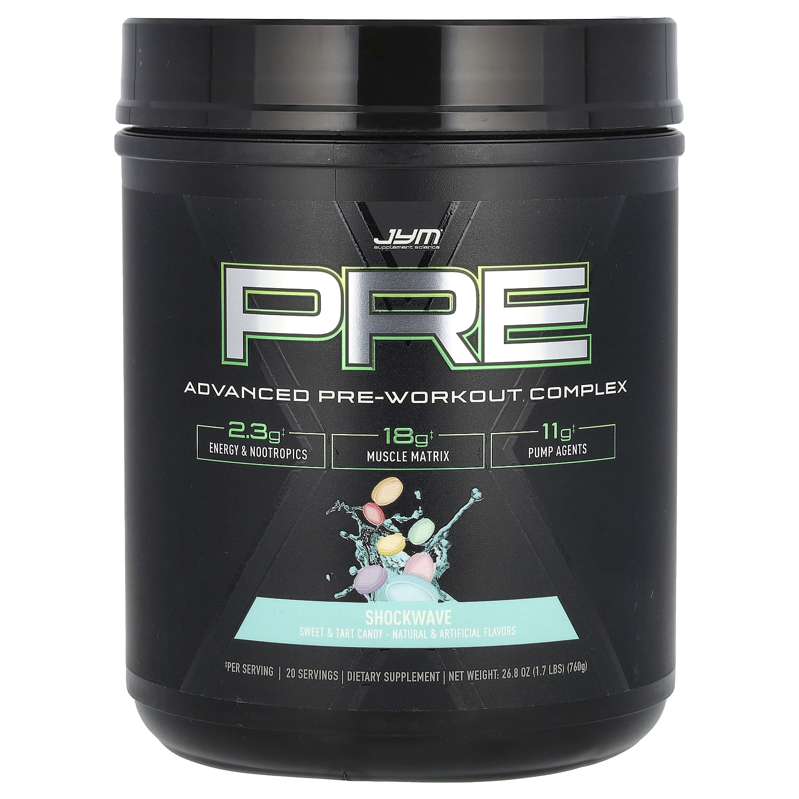 JYM Supplement Science, Pre JYM X, расширенный предтренировочный комплекс, Shockwave, 760 г (1,7 фунта)