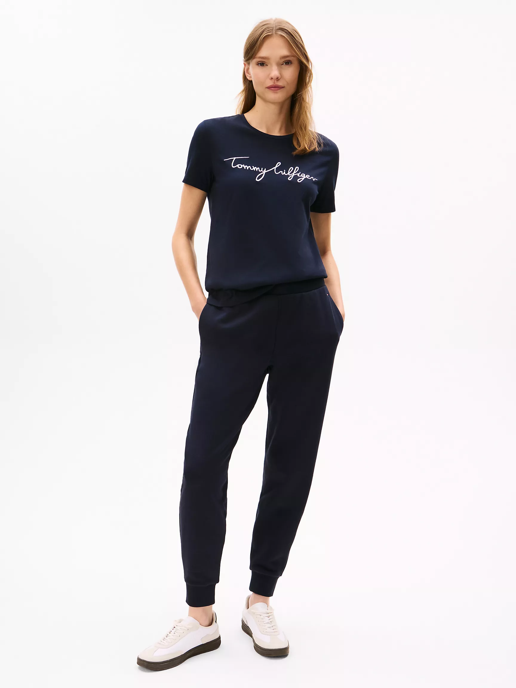 Женская футболка Tommy Hilfiger, Фирменная футболка с круглым вырезом и вышивкой