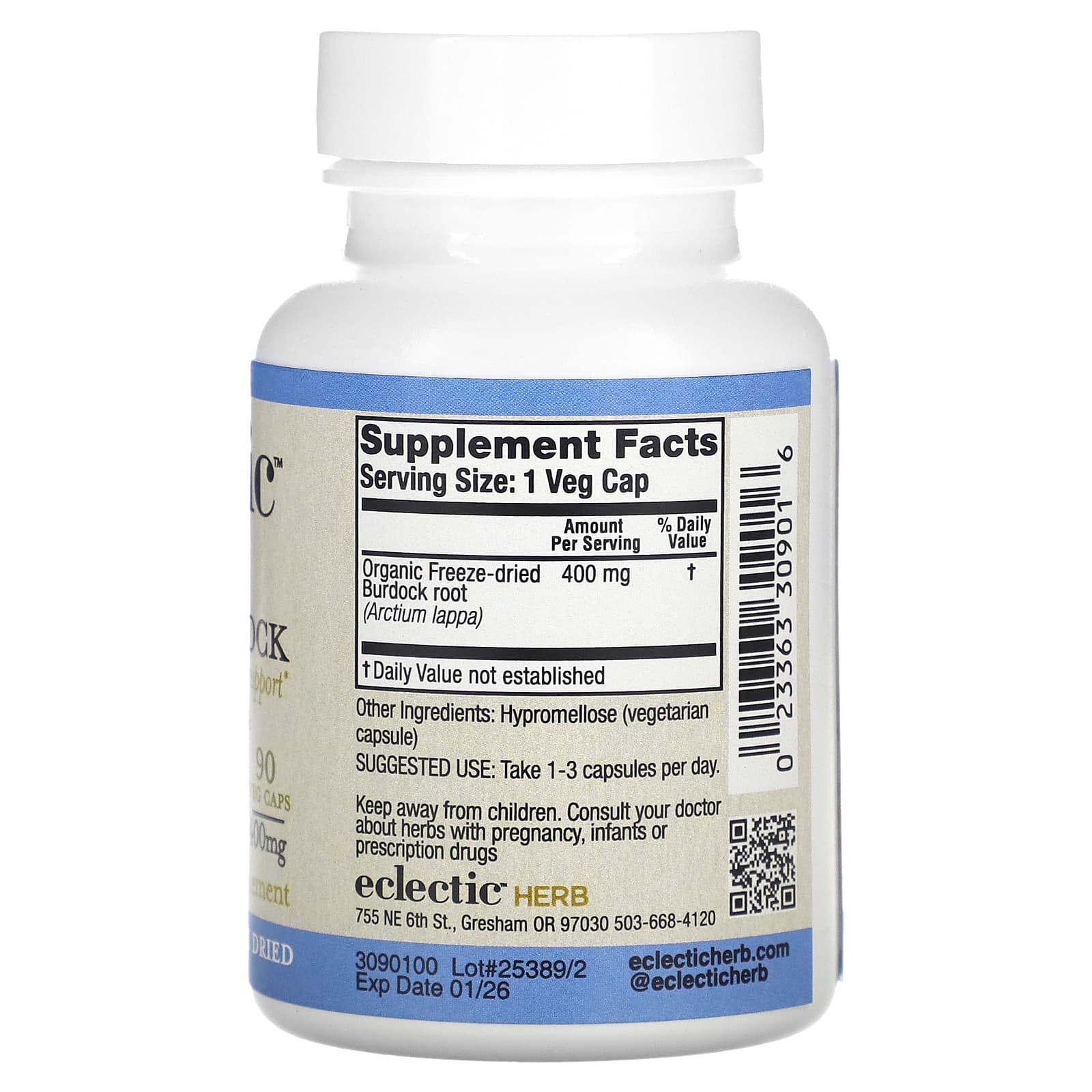 Eclectic Herb, лопух, 400 мг, 90 вегетарианских капсул