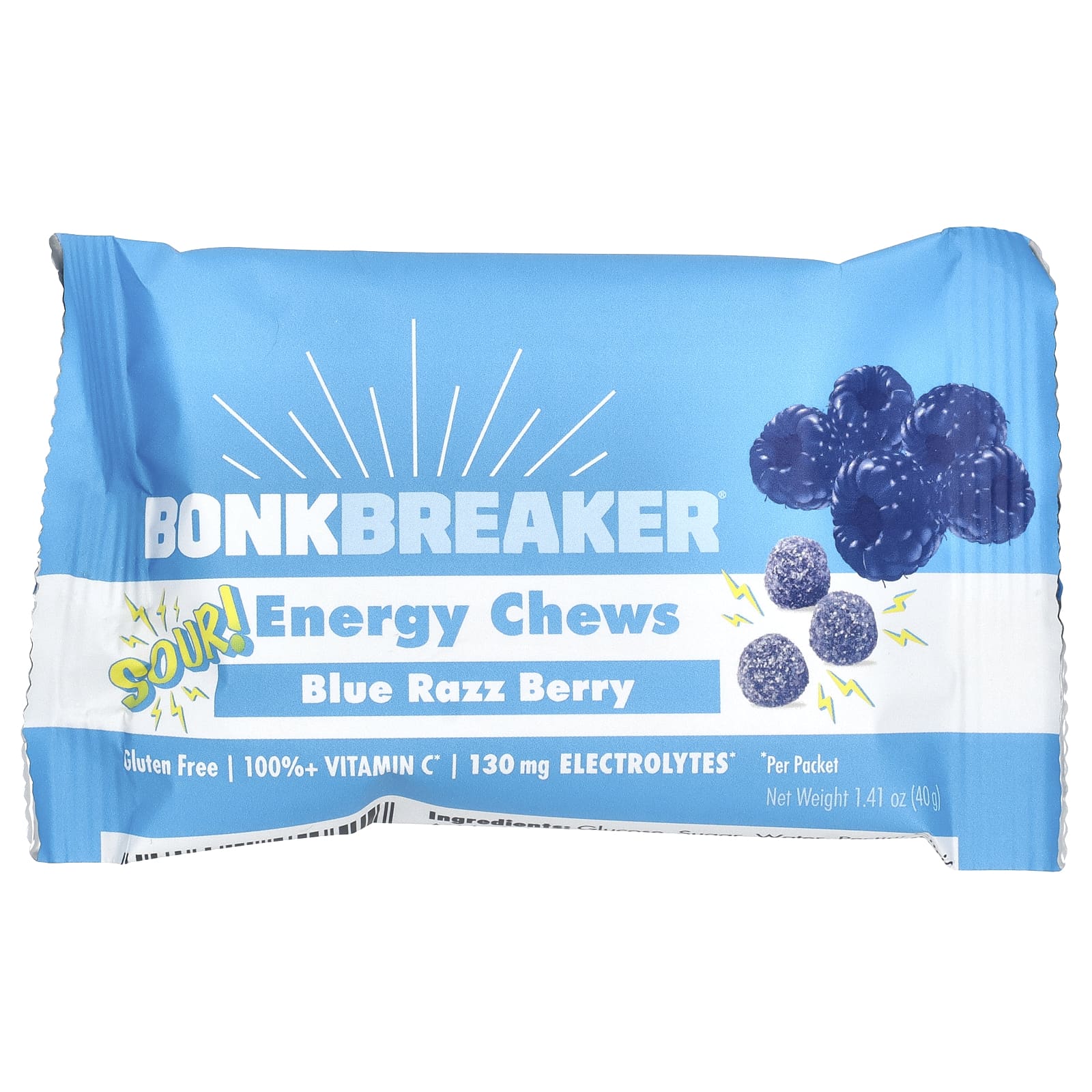 Bonk Breaker, Energy Chews, Blue Razz Berry, 10 пакетиков по 40 г (1,41 унции)