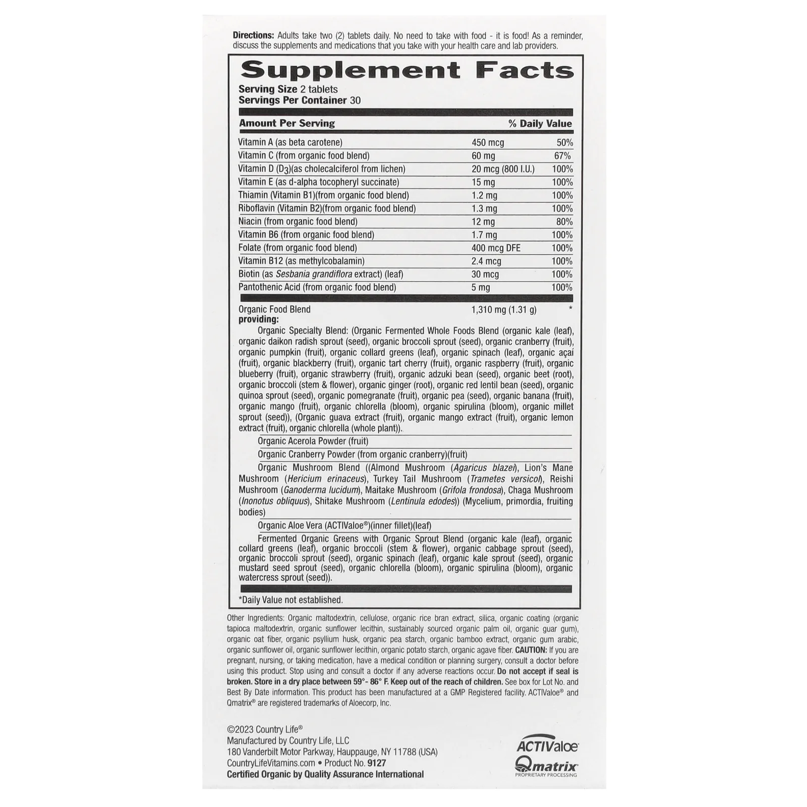 Country Life, Realfood Organics, мультивитамины для женщин, 60 таблеток, которые легко глотать
