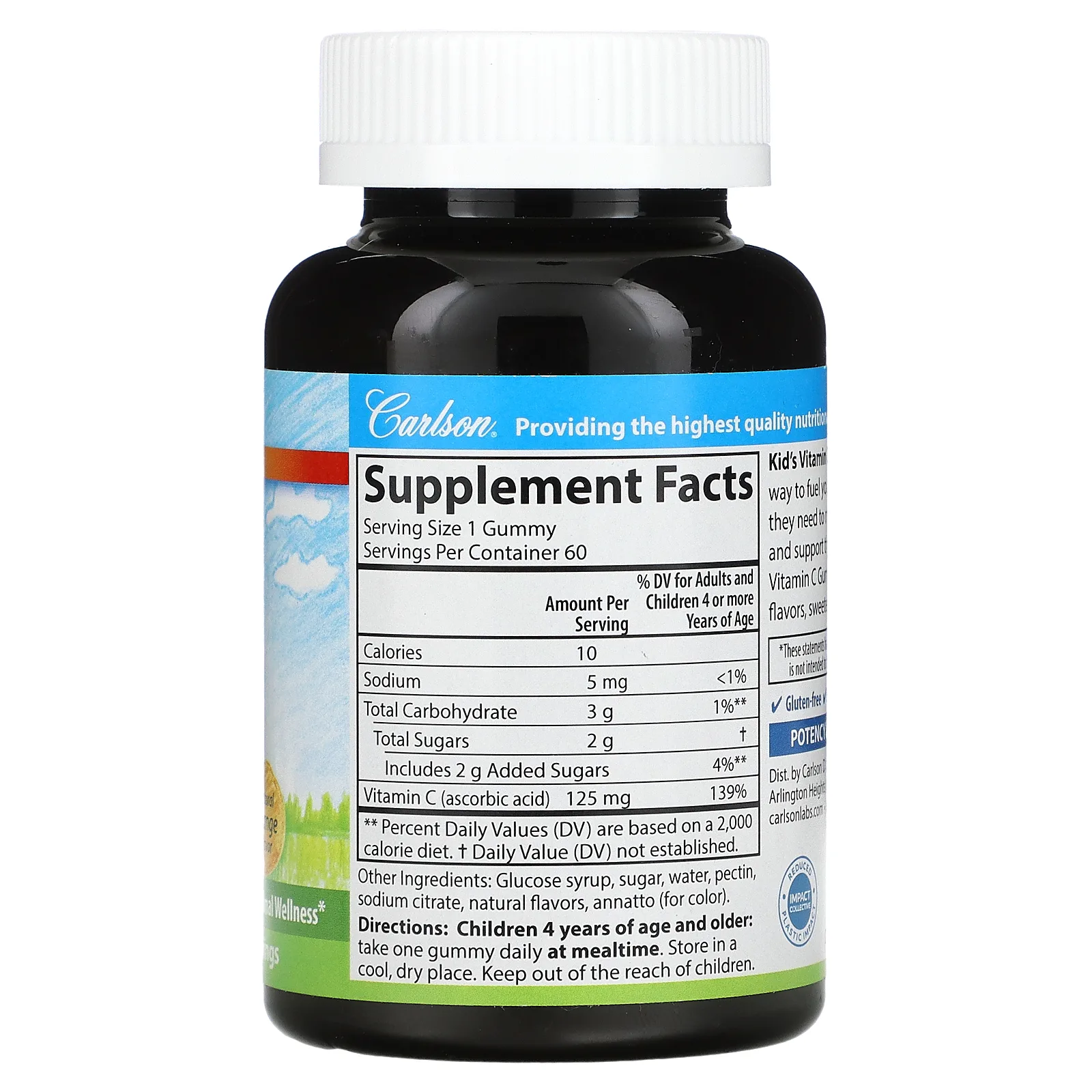 Carlson, Kid's, жевательные конфеты с витамином С, с натуральным апельсиновым вкусом, 125 мг, 60 вегетарианских жевательных конфет