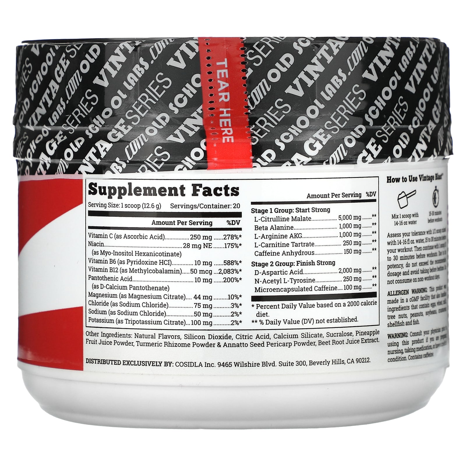 Old School Labs, Vintage Blast, двухэтапный прием перед тренировкой, манго и персик, 253 г (8,92 унции)