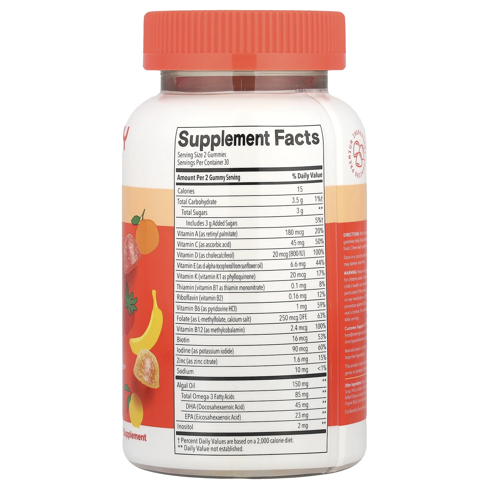 SmartyPants, Kids Plus, жевательные мармеладки с омега и мультивитамины, лимон, апельсин и клубника, банан, 60 жевательных таблеток