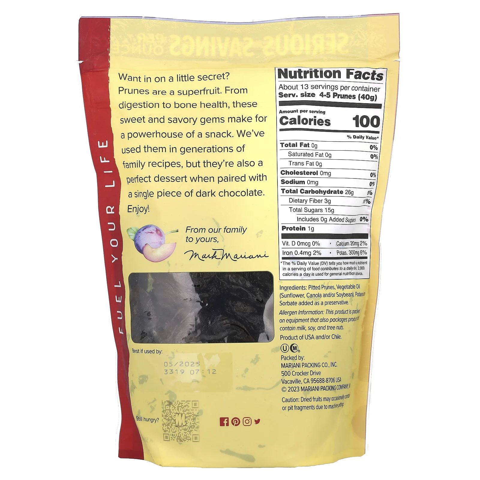 Mariani Dried Fruit, Premium, чернослив без косточек, 510 г (18 унций)