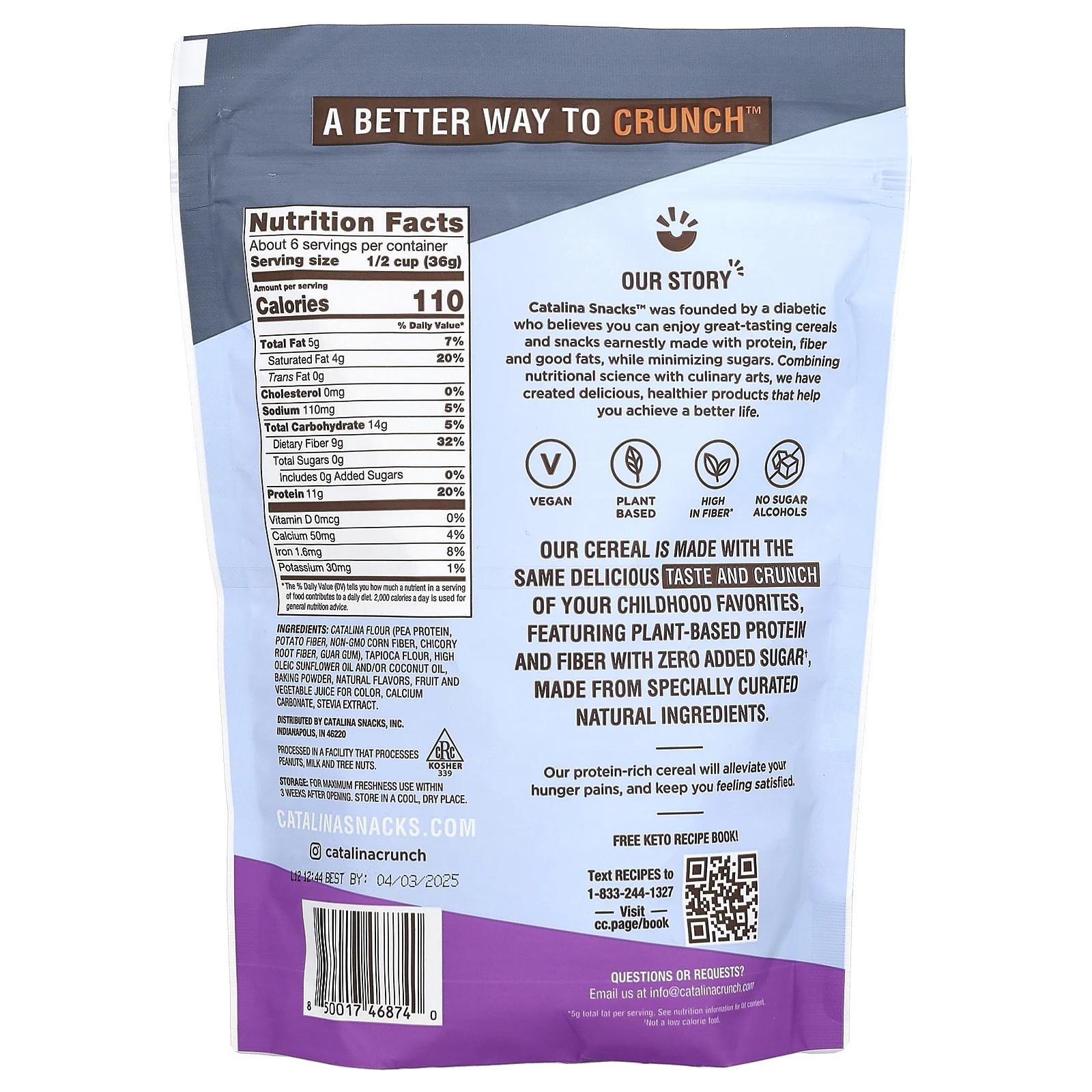 Catalina Crunch, Keto Friendly Cereal, Triple Berry Blast, 227 г (8 унций)