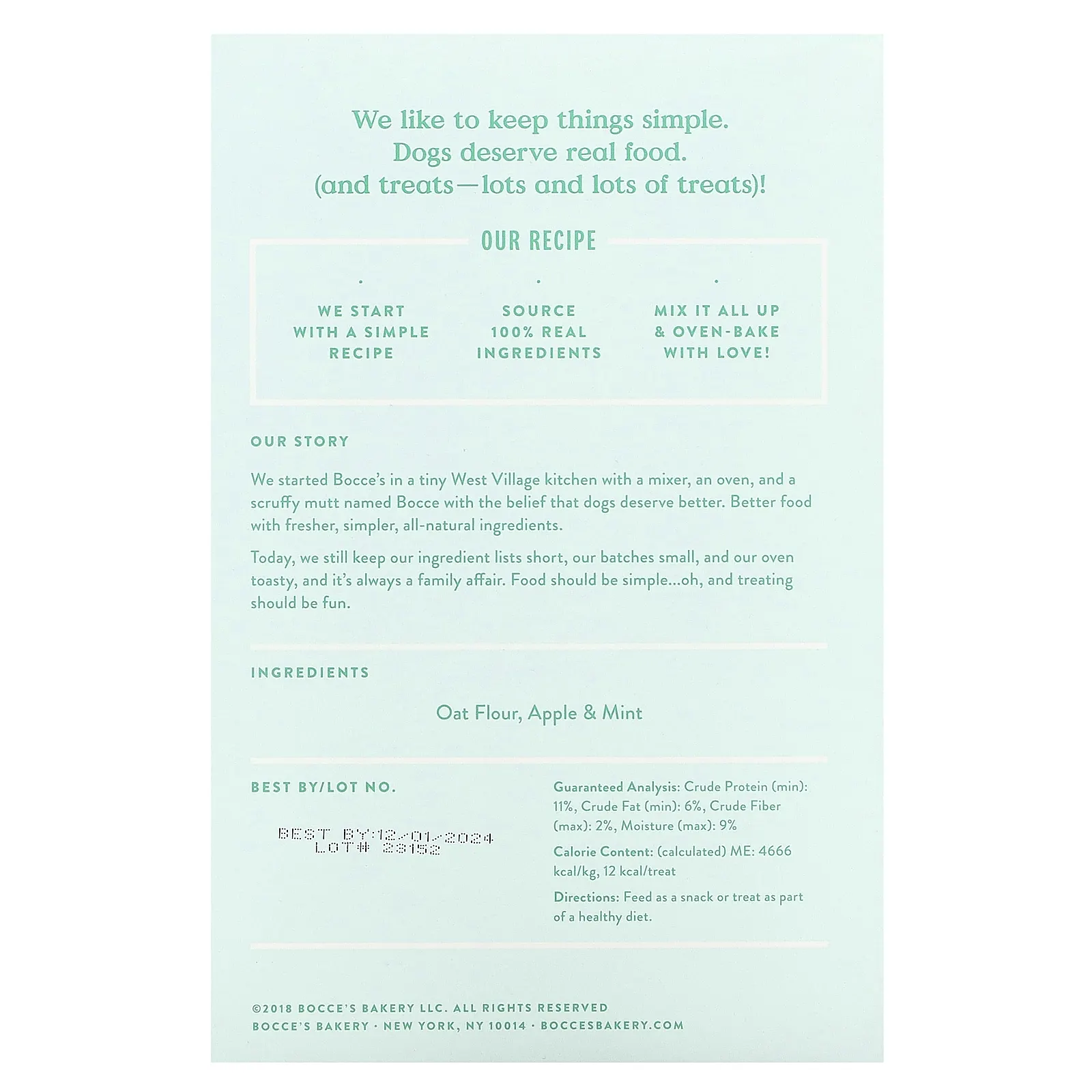 Bocce's Bakery, Лакомства для собак ежедневной поддержки, с яблоком и мятой, 340 г (12 унций)