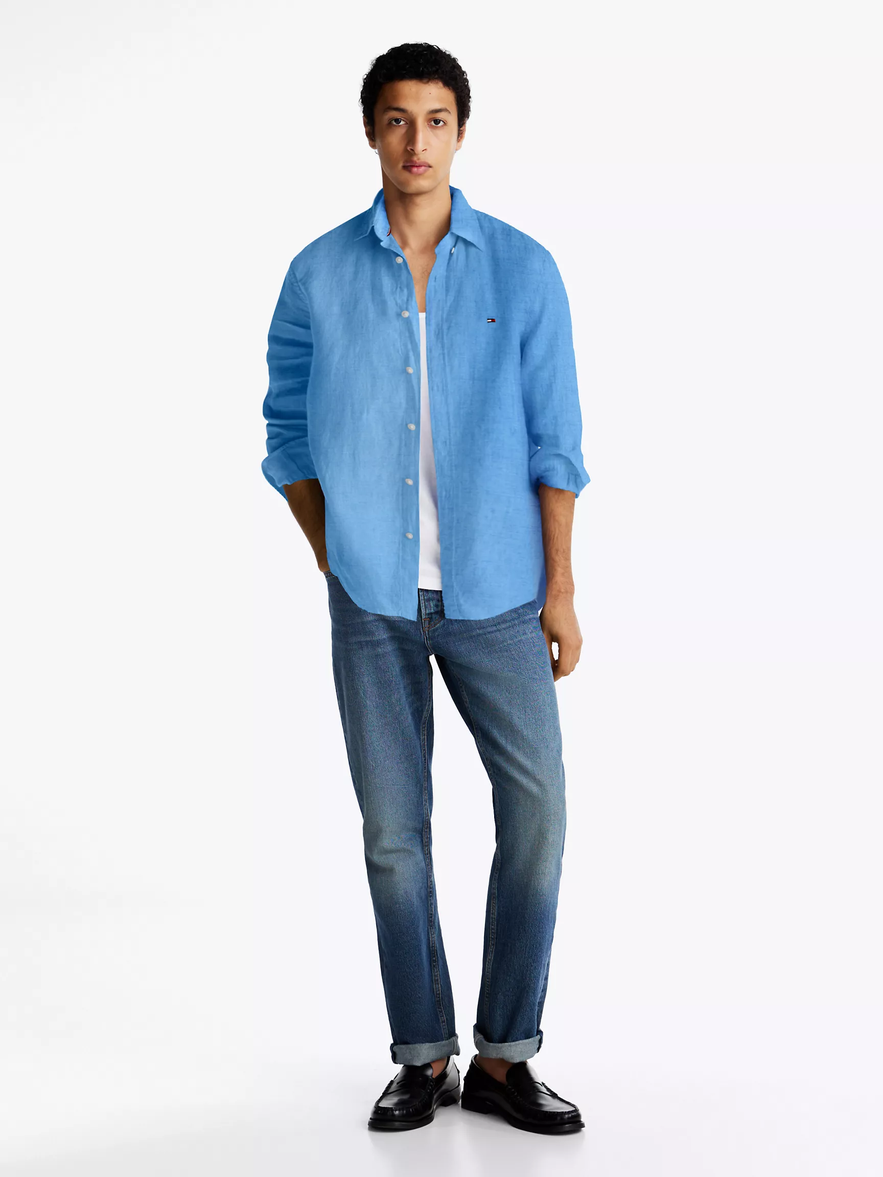 Мужская рубашка Tommy Hilfiger, Стандартная рубашка из окрашенного льна