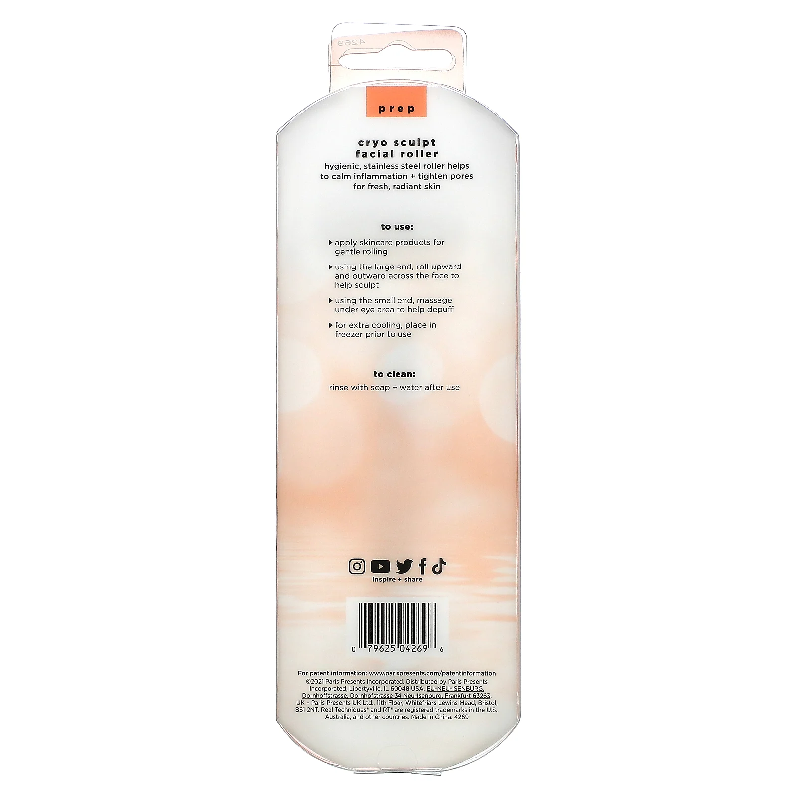 Real Techniques, Ролик для лица Cryo Sculpt, Prep`` 1 ролик