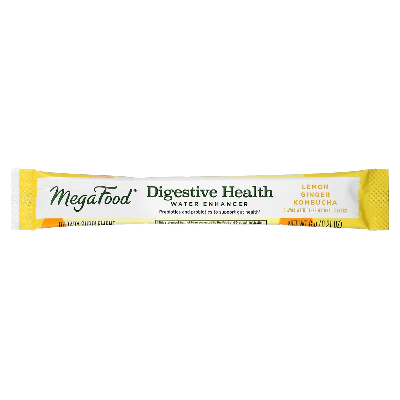 MegaFood, Digestive Health, Water Enhancer, чайный гриб с лимоном и имбирем, 10 пакетиков по 6 г (0,21 унции)