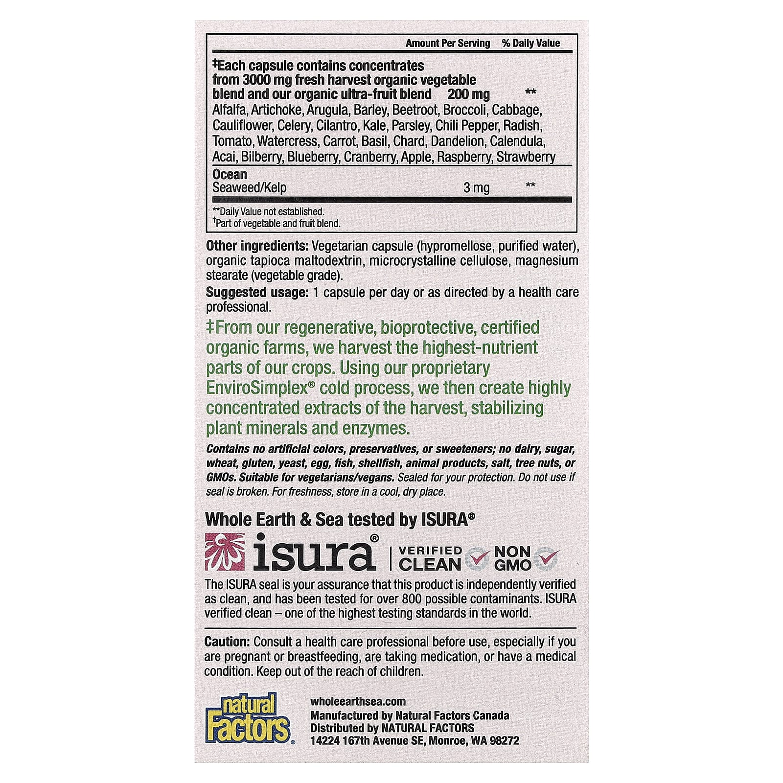 Natural Factors, Whole Earth & Sea®, мультивитамины для женщин старше 50 лет, 60 вегетарианских капсул