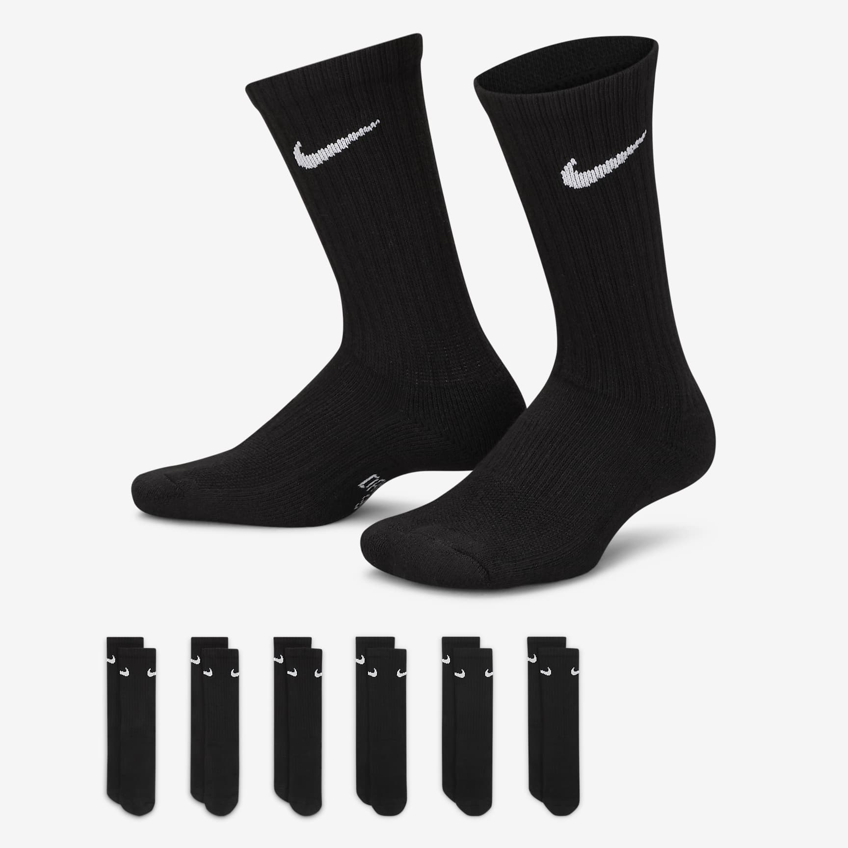 Nike Everyday Kids' Cushioned Crew Socks (6 Pairs)