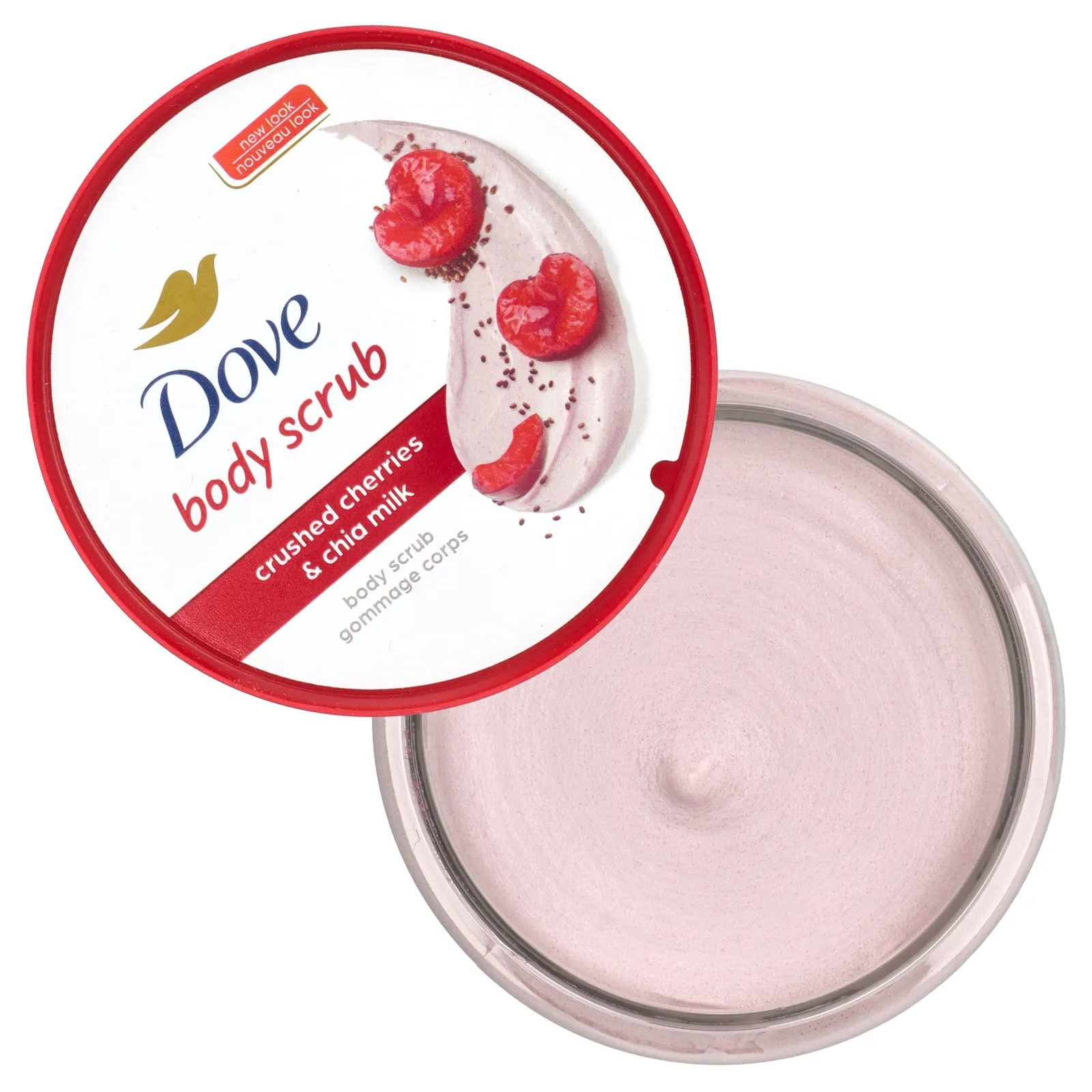 Dove, Скраб для тела, измельченная вишня и молоко чиа, 298 г (10,5 унции)