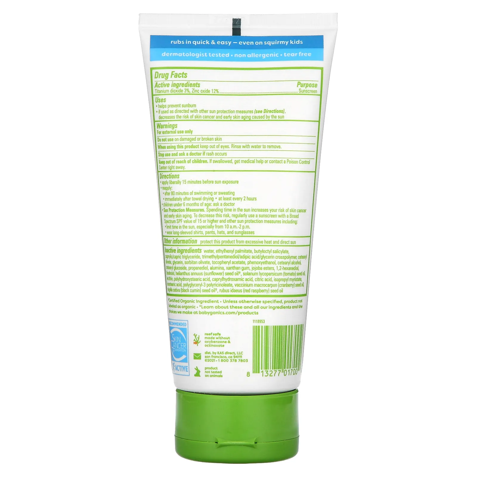 Babyganics, детское минеральное солнцезащитное средство, SPF 50, 177 мл (6 жидк. унций)