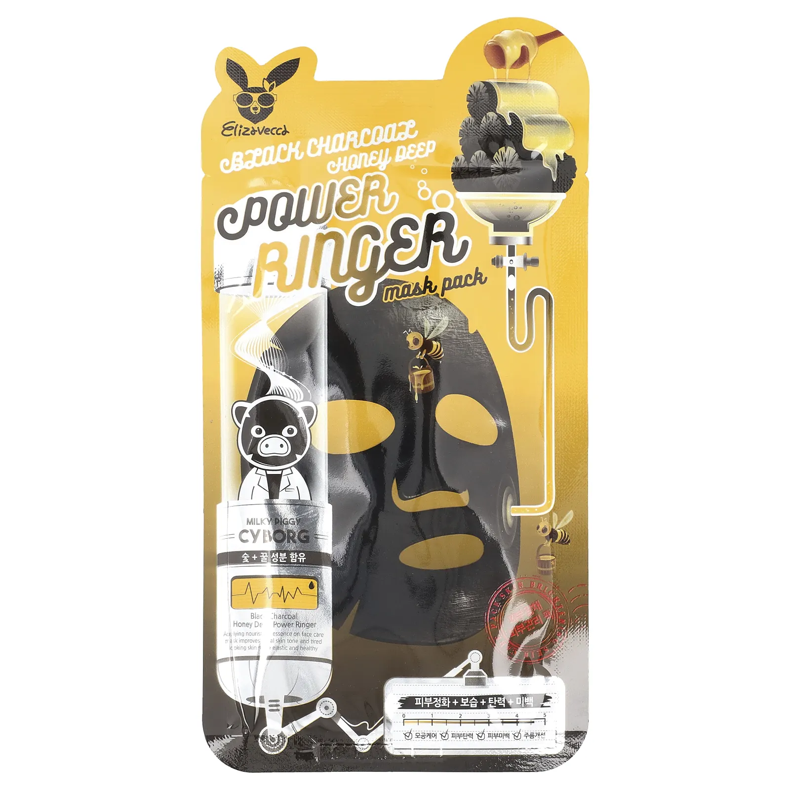 Elizavecca, Маска для лица с черным углем и медом, глубокая мощь, 1 шт., 23 мл (0,78 жидк. Унции)