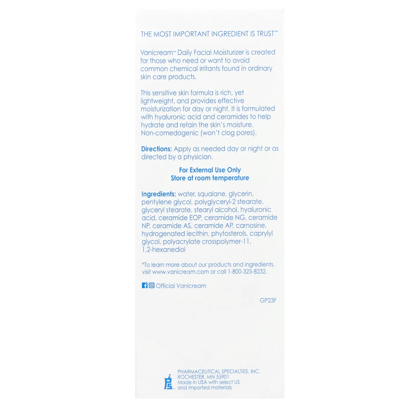 Vanicream, Ежедневное увлажняющее средство для чувствительной кожи, без отдушек, 89 мл (3 жидк. Унции)