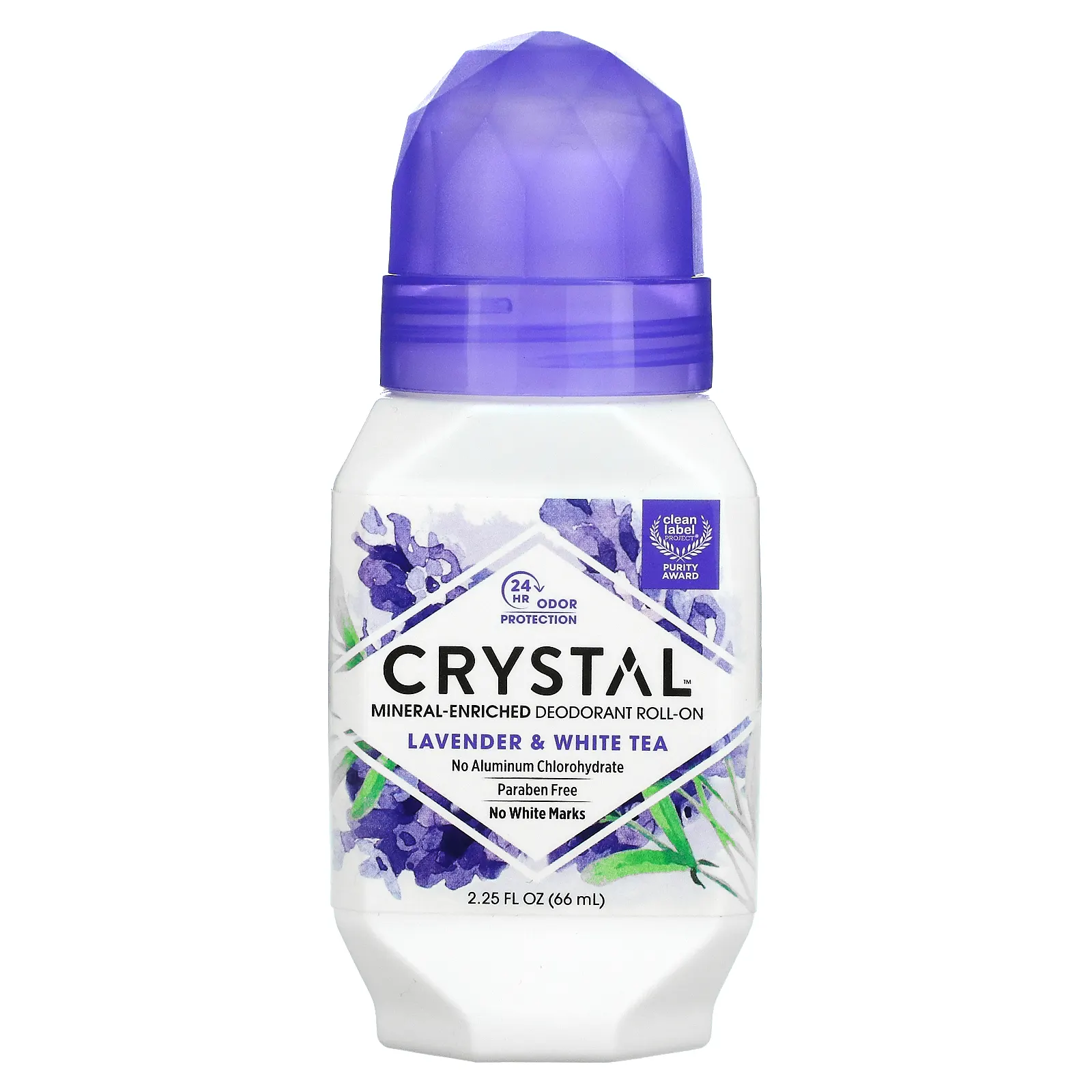 CRYSTAL, Натуральный шариковый дезодорант с лавандой и белым чаем, 2,25 жидкой унции (66 мл)