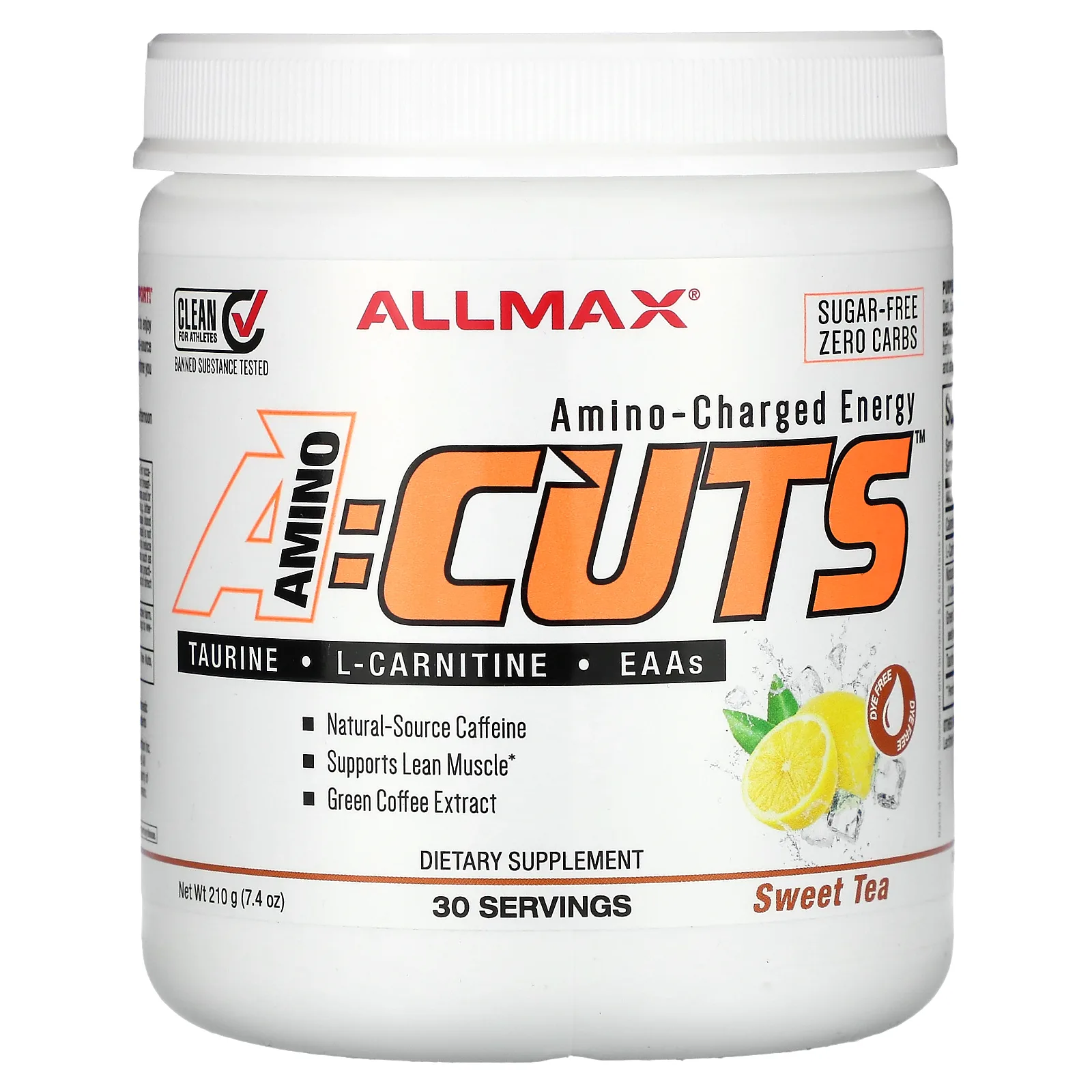 ALLMAX, ACUTS, энергетический напиток с аминокислотами, со вкусом чая, 210 г (7,4 унции)