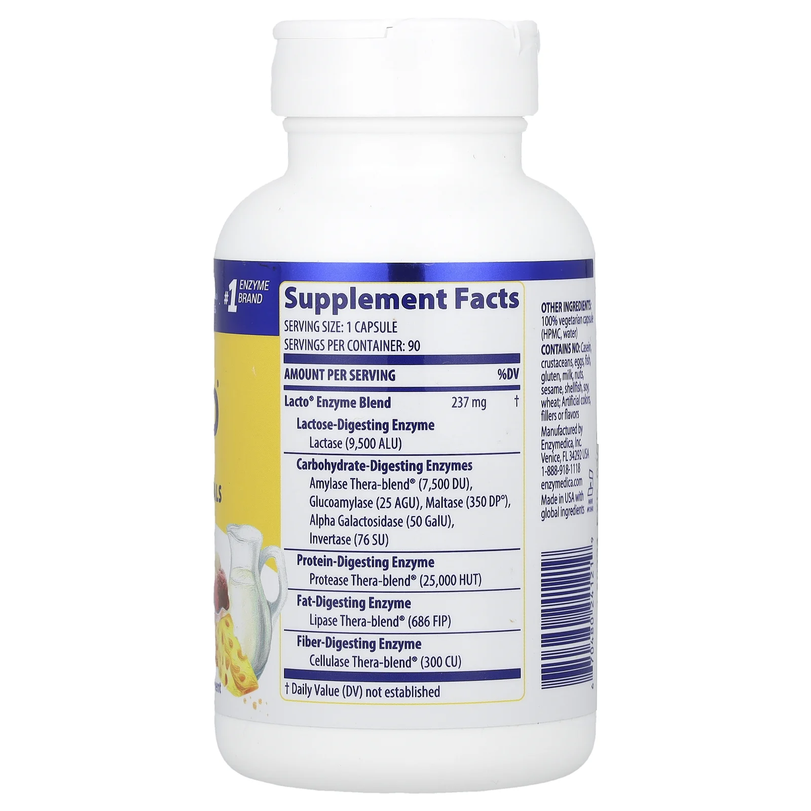 Enzymedica, Lacto, 90 капсул