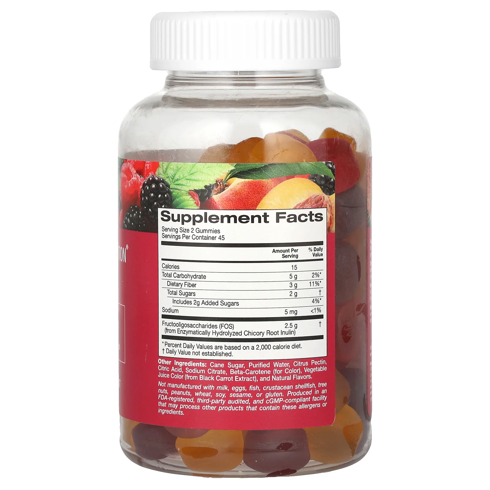 California Gold Nutrition, жевательная клетчатка, с натуральным вкусом ежевики, персика и малины, 90 вегетарианских жевательных таблеток