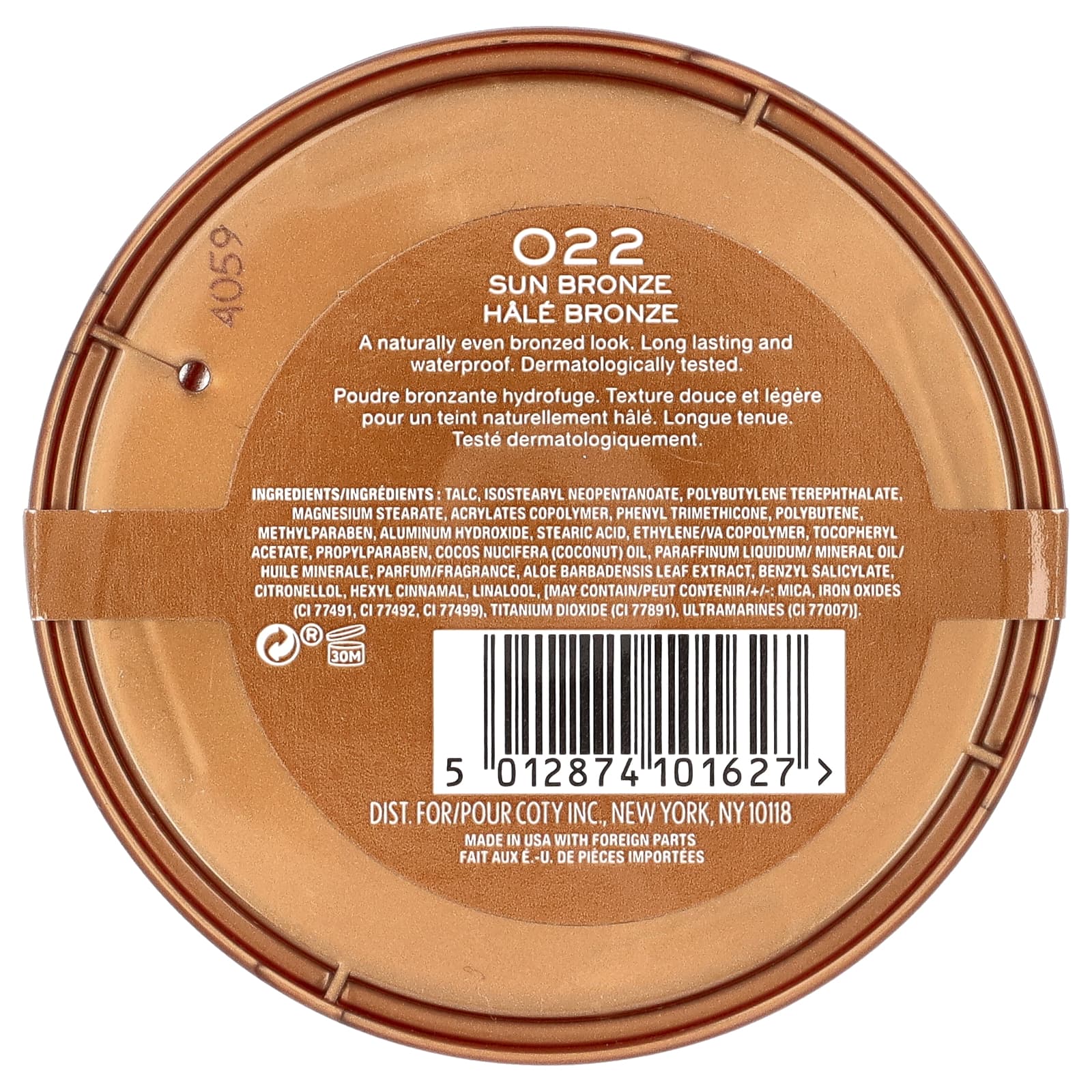 Rimmel London, Natural Bronzer, Waterproof Bronzing Powder, 022 Sun Bronze, 0.49 oz (14 g)