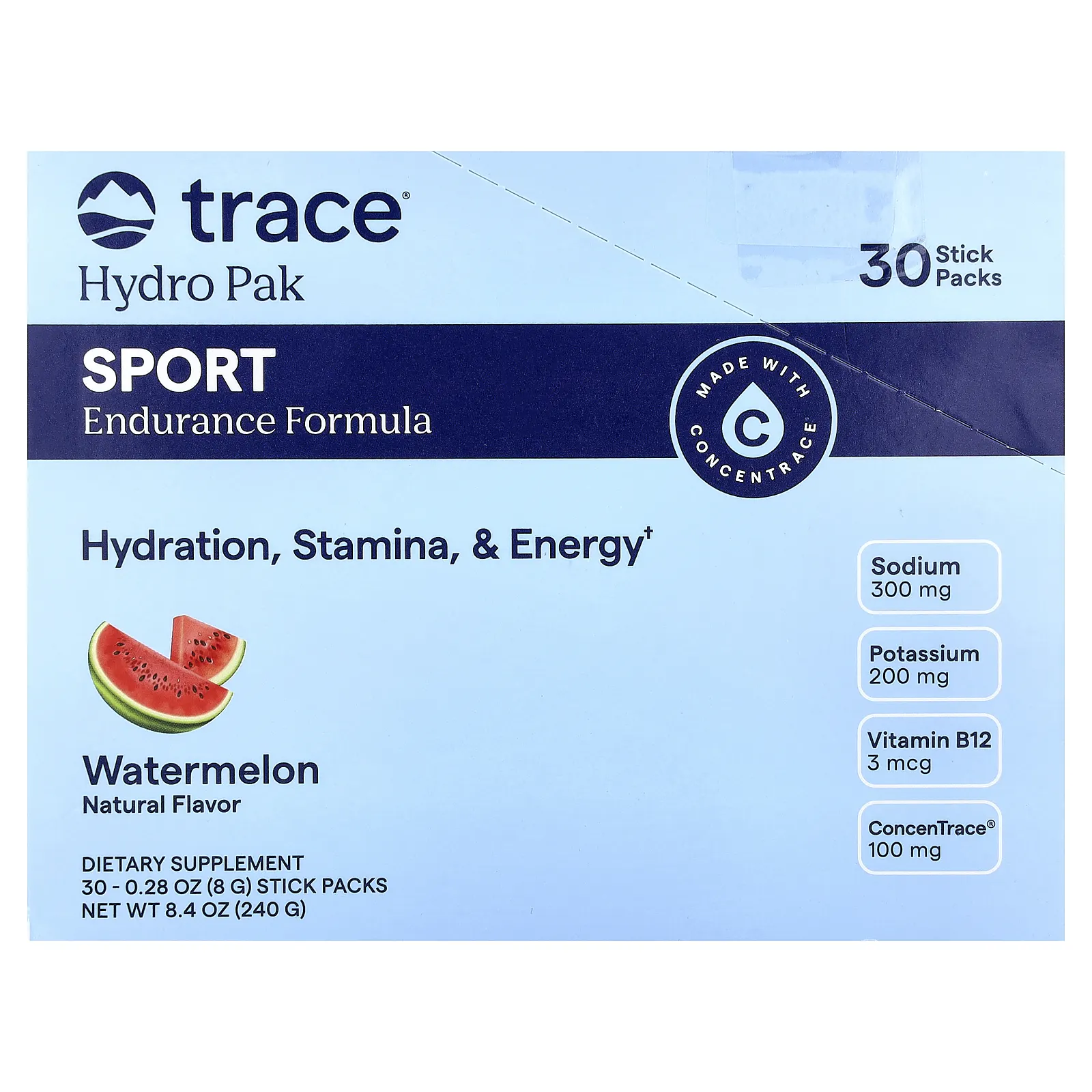 Trace, Hydro Pak Sport, Watermelon, 30 Stick Packs, 0.28 oz (8 g) Each