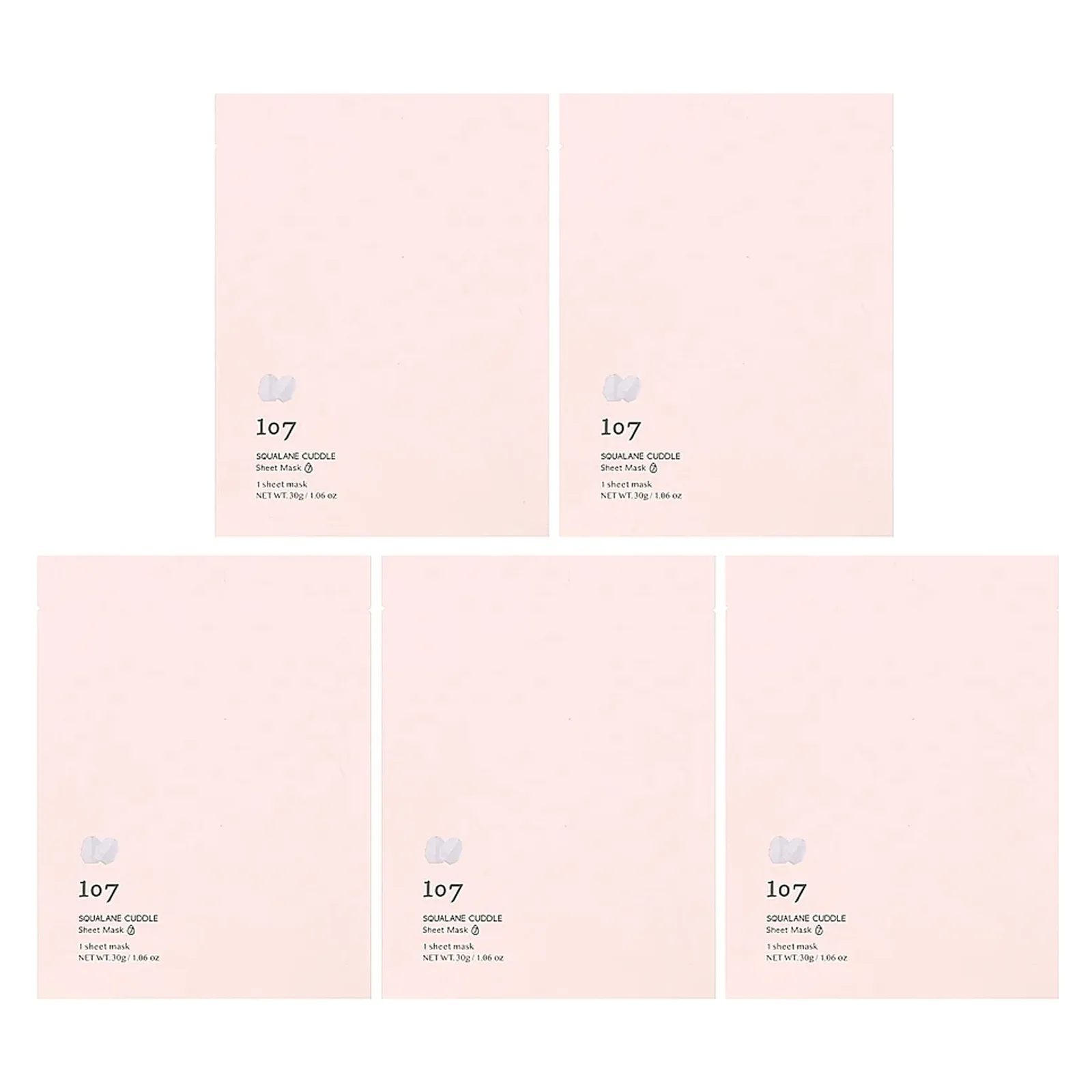 107 Beauty, Squalane Cuddle, косметические тканевые маски, 5 шт. Масок, 30 г (1,06 унции) каждая