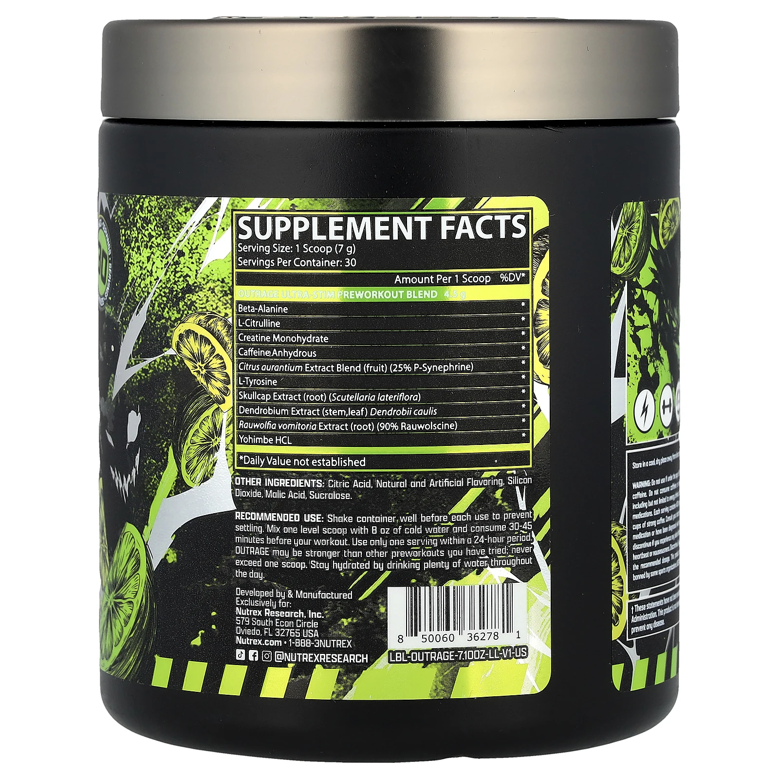 Nutrex Research, Outrage, Ultra Stim перед тренировкой, лимон и лайм, 201,18 г (7,1 унции)