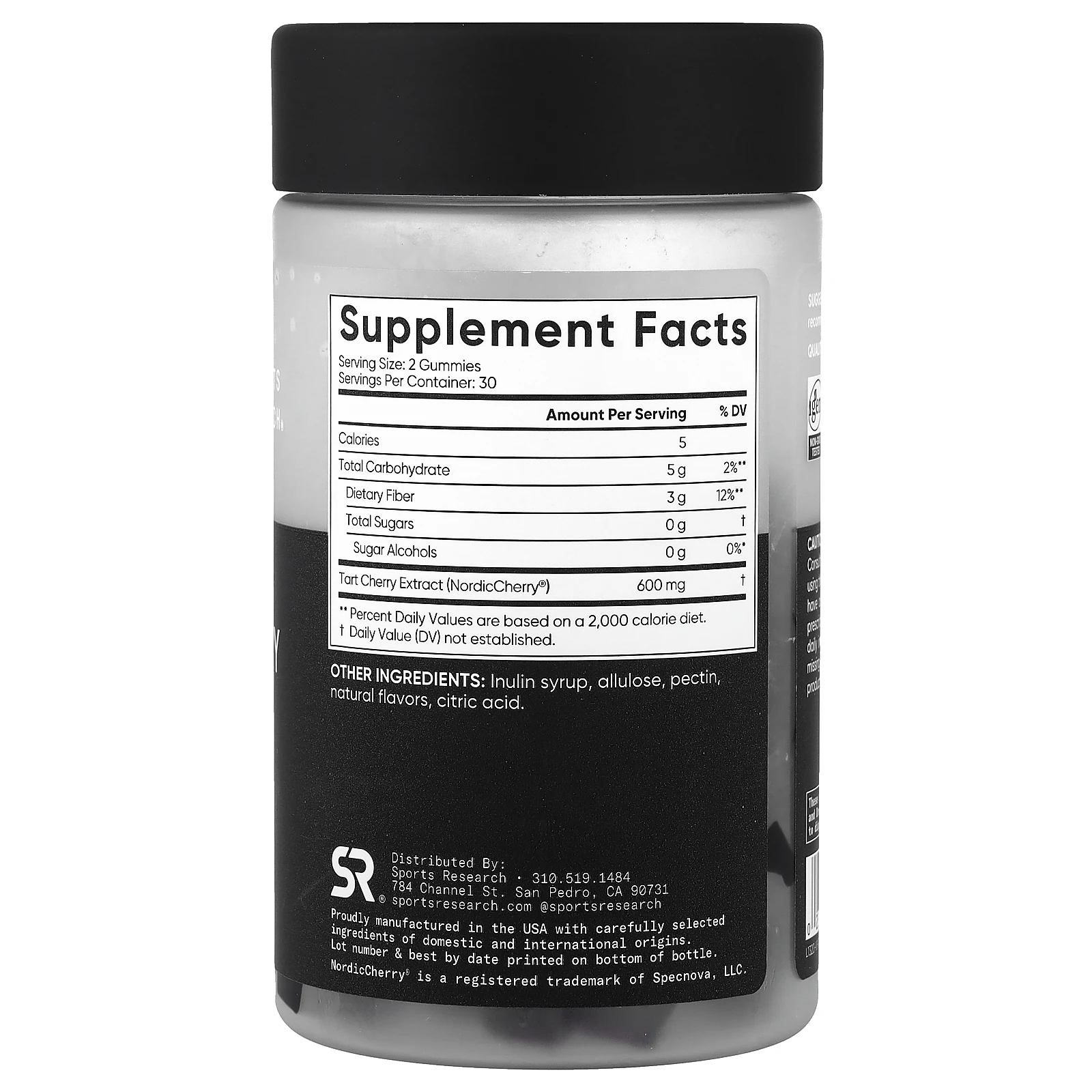 Sports Research, жевательные таблетки с вишней, без сахара, 60 жевательных таблеток (300 мг в 1 таблетке)